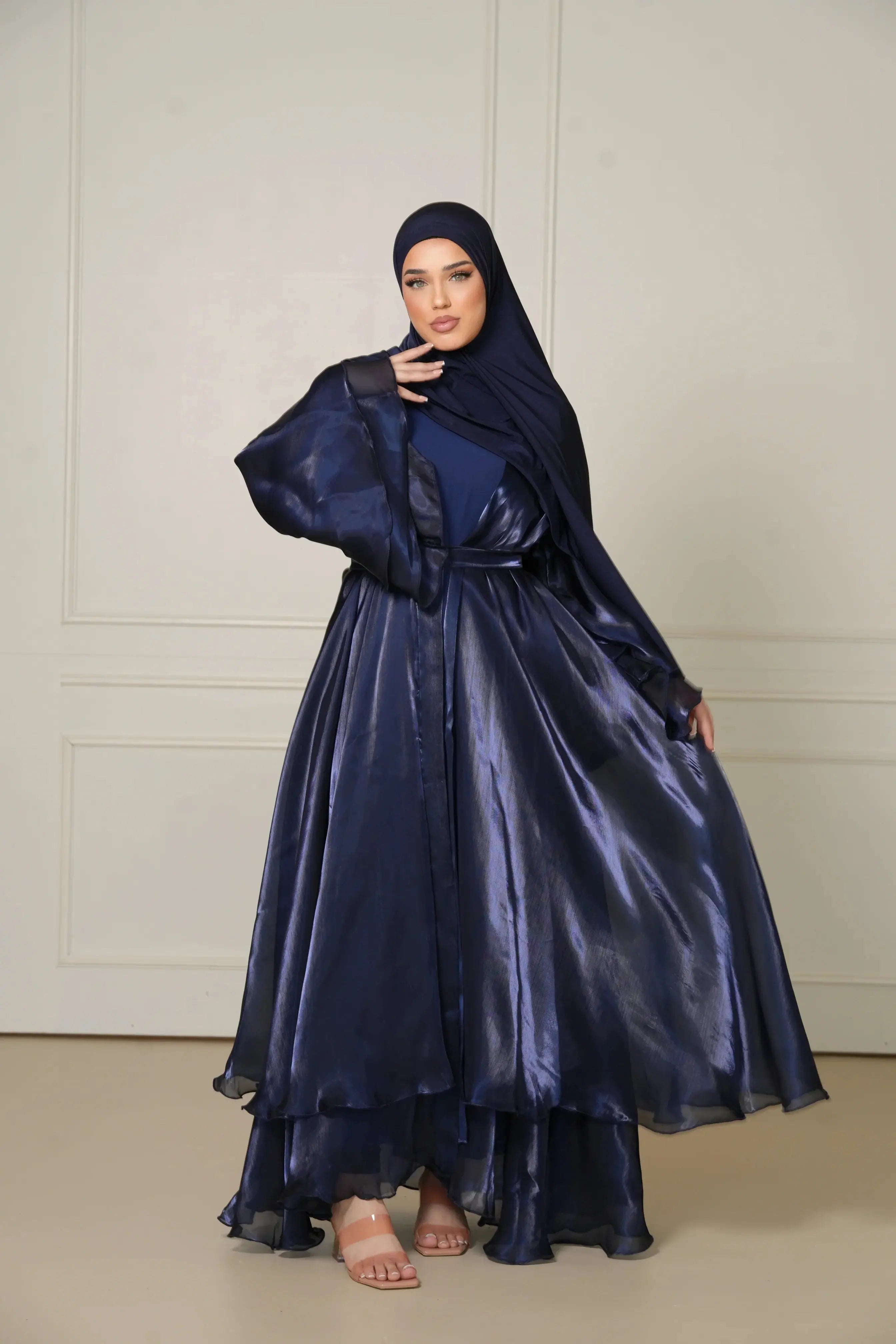 DXB Flower Abaya - Dark Blue Losyana.Shop