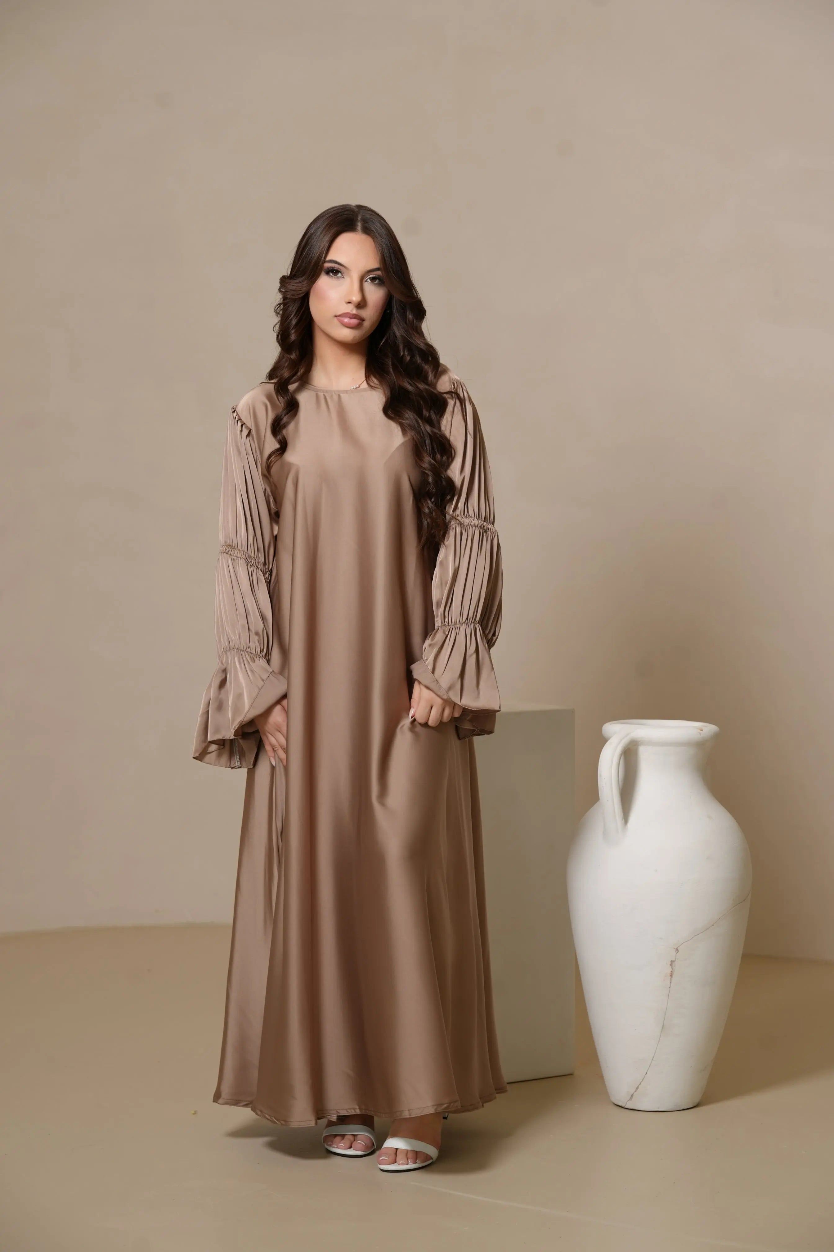 DXB Satin Abaya Rings - beige Losyana.Shop