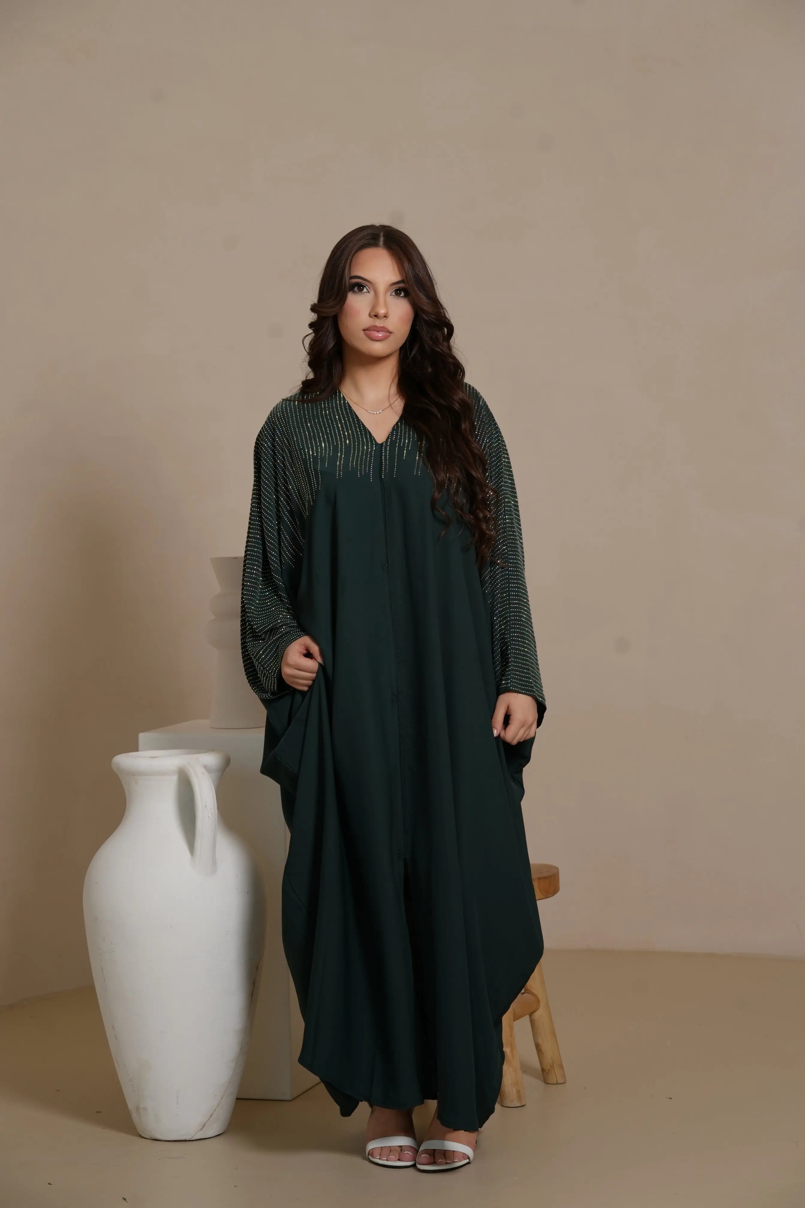 DXB Glitter Abaya - royal green Losyana.Shop