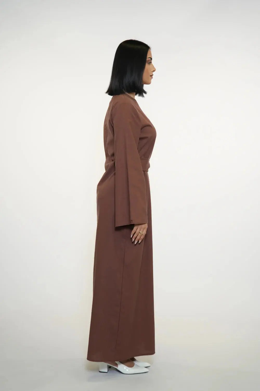 AMALFI LINEN DRESS - BROWN Losyana.nl