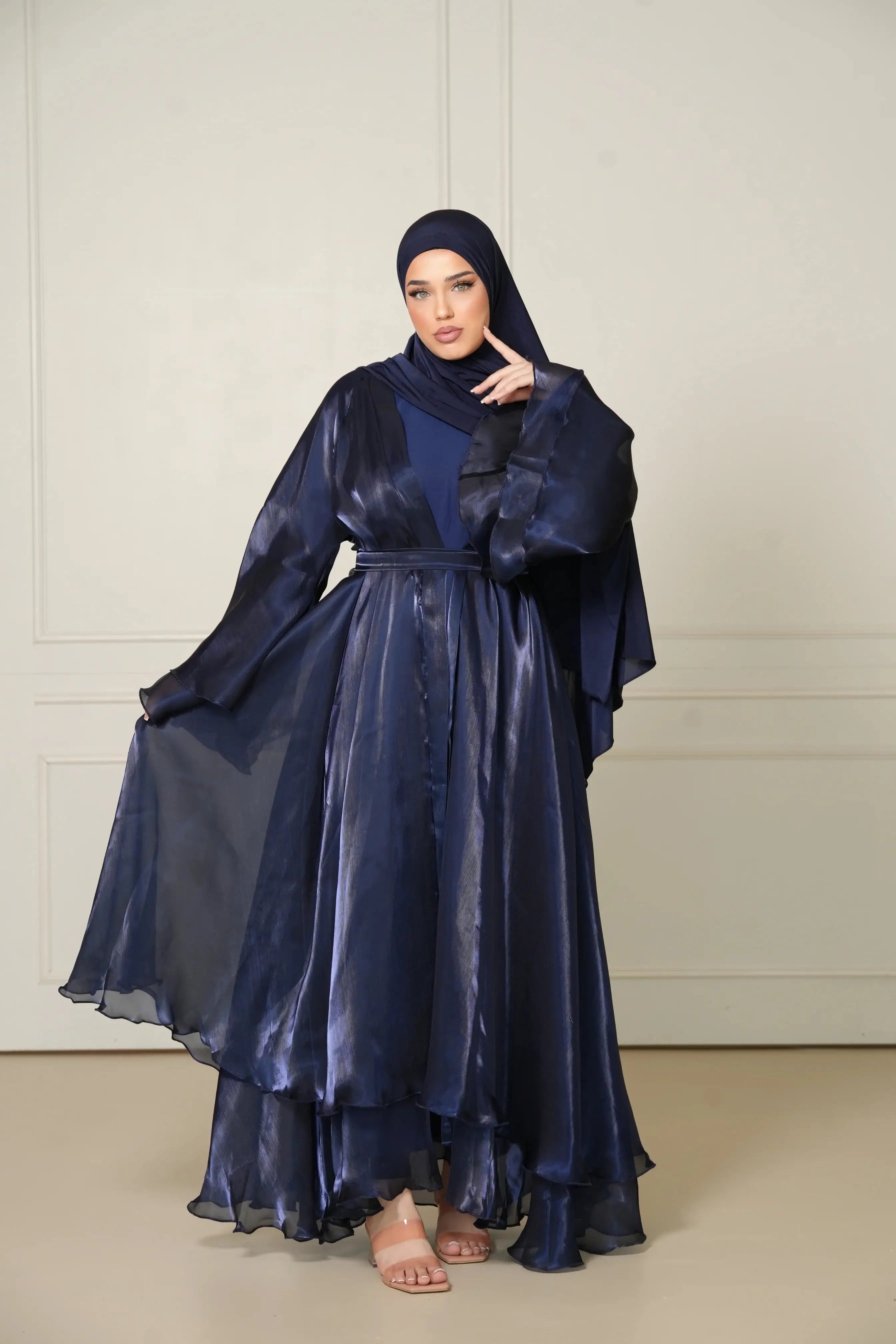 DXB Flower Abaya - Dark Blue Losyana.Shop