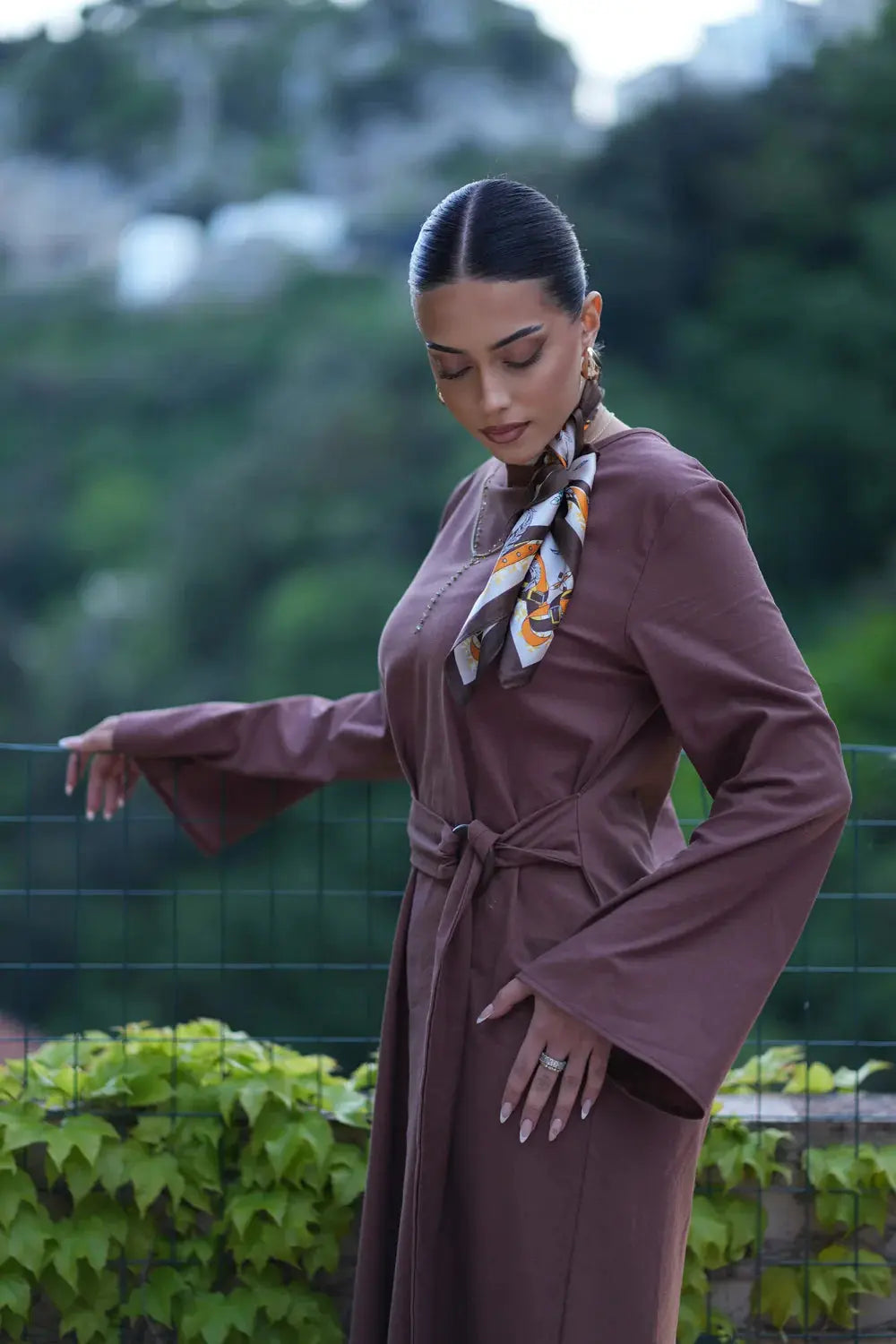 AMALFI LINEN DRESS - BROWN Losyana.nl