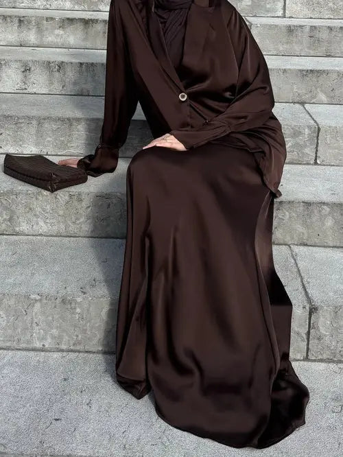 satin silk skirt - espresso Losyana.Shop