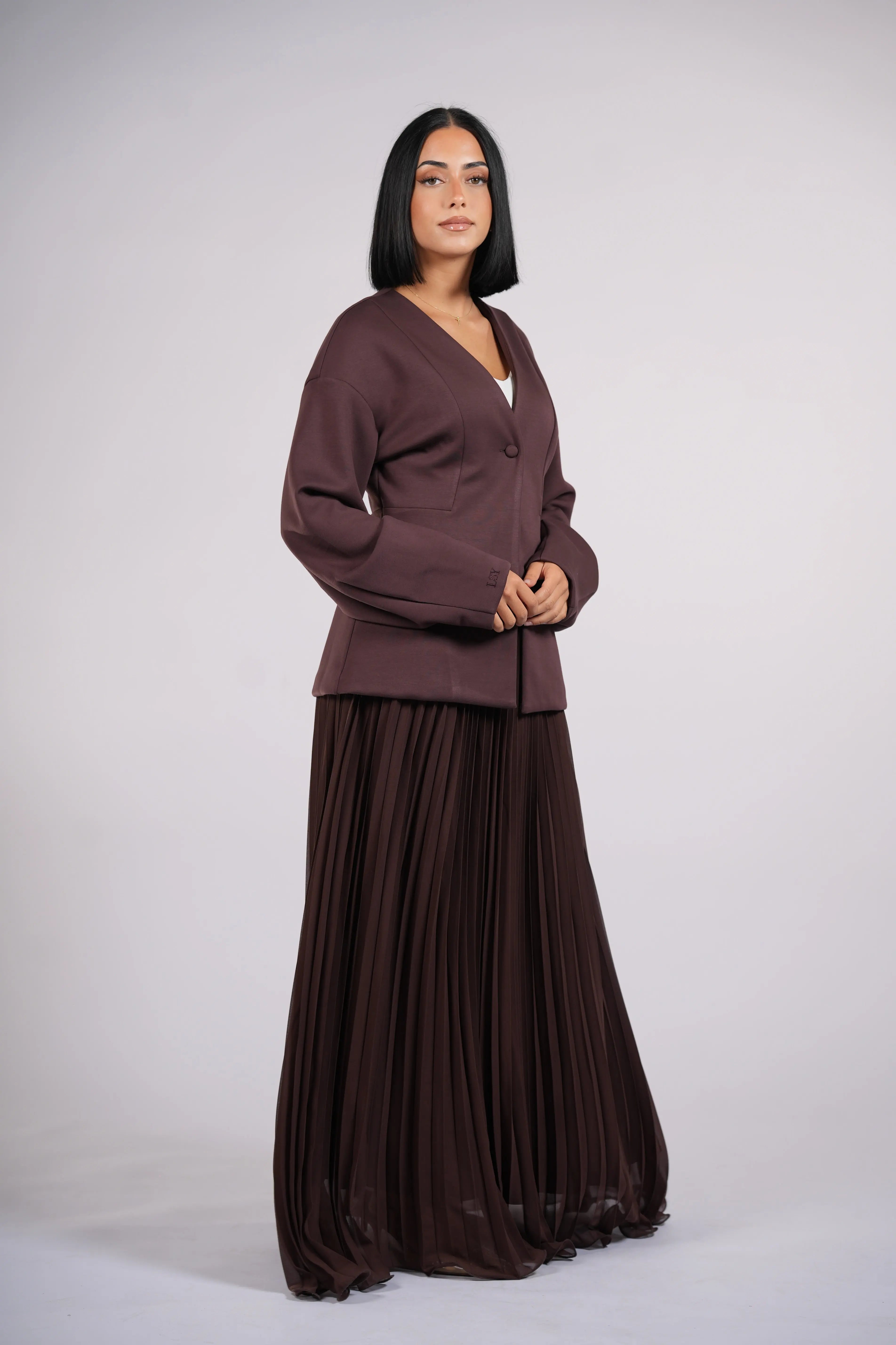 plisse skirt - dark brown Losyana.Shop