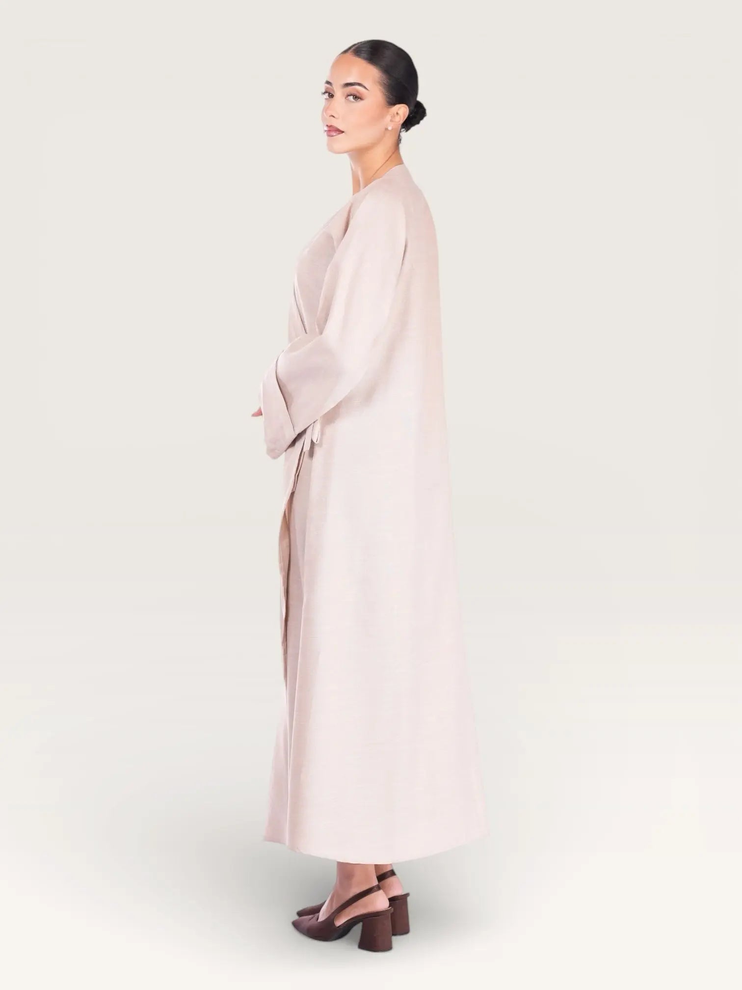 wickel linen abaya - beige