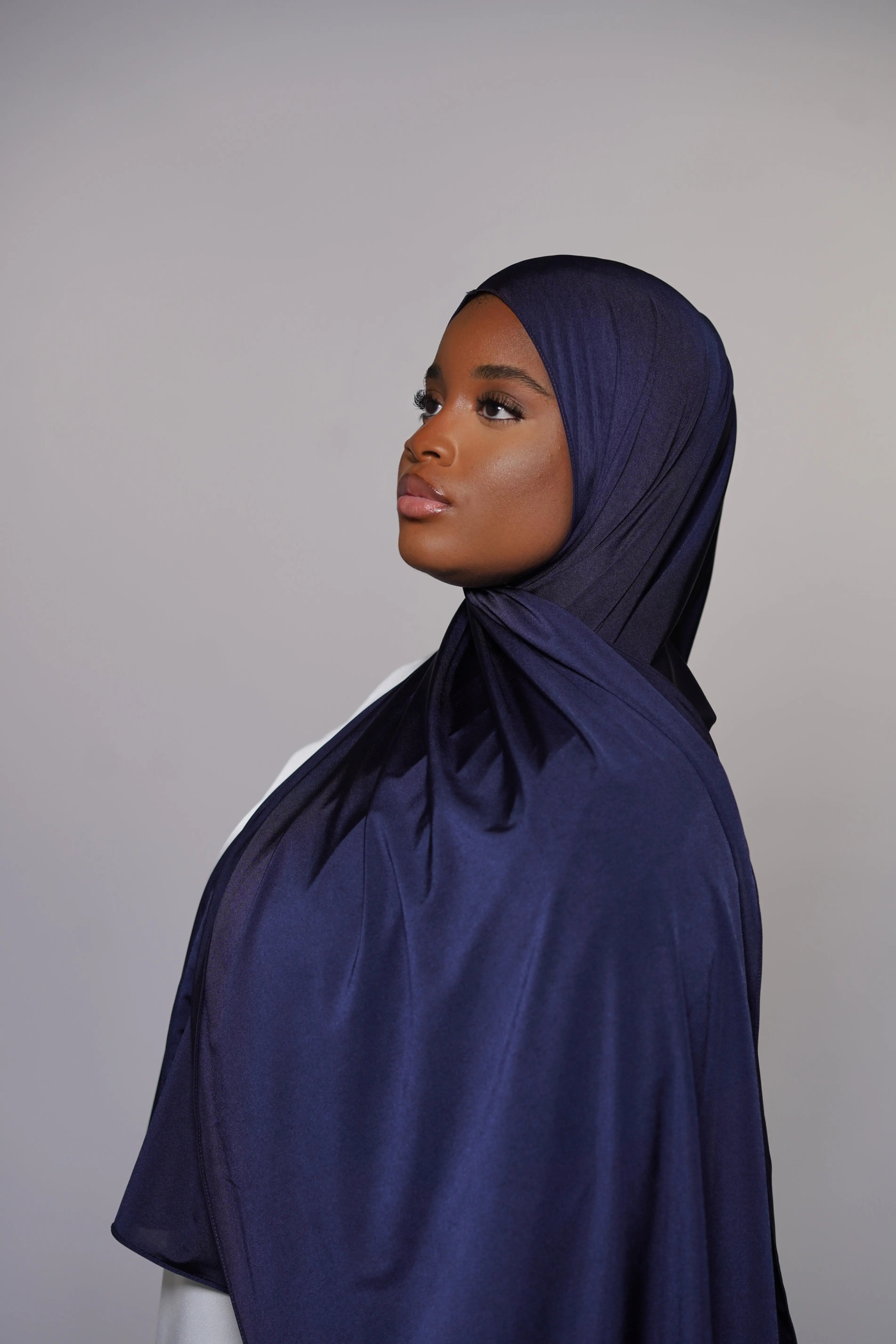 Satin premium jersey - marina blue Losyana.Shop