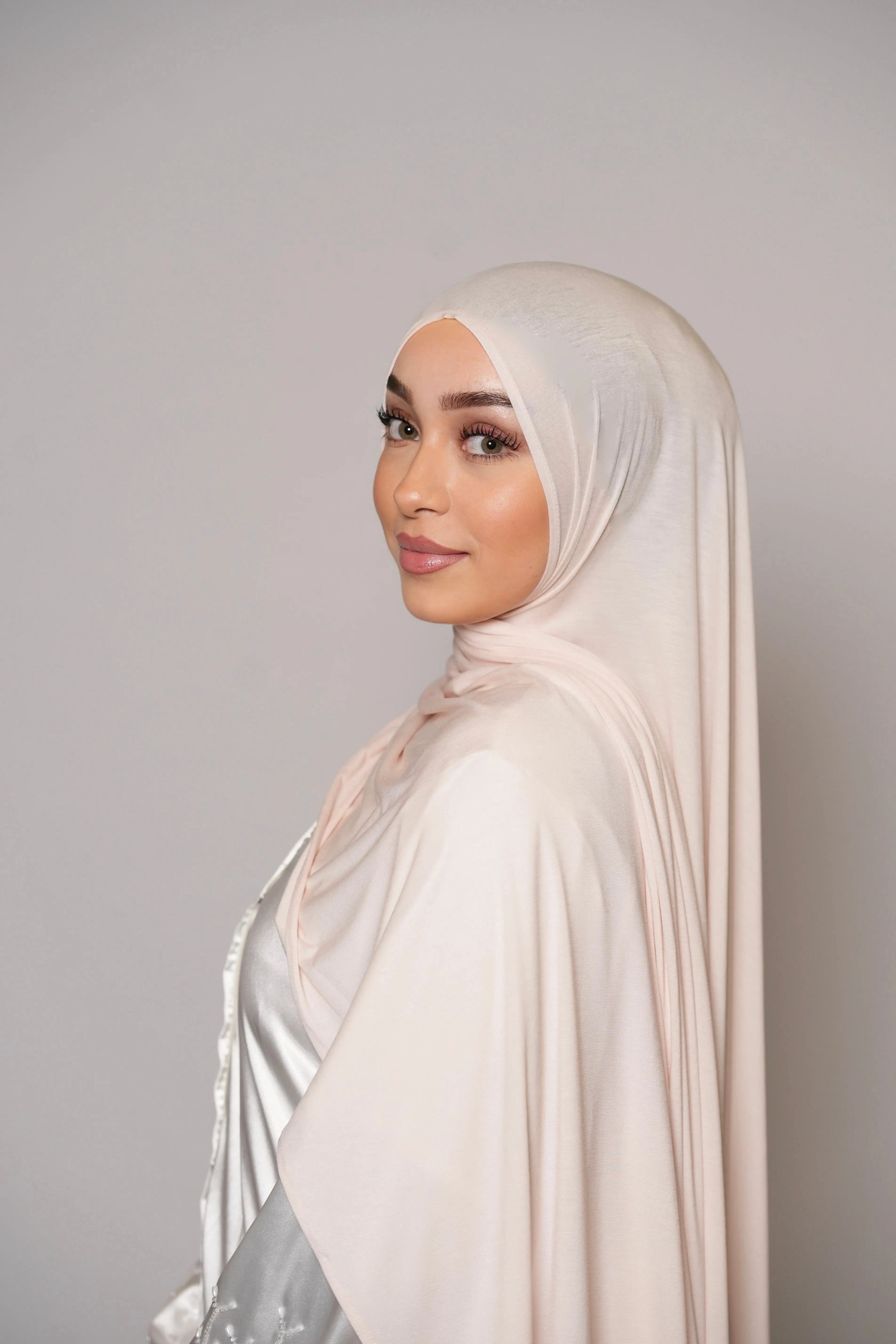 Premium Bamboo Jersey - apricot white Losyana.Shop