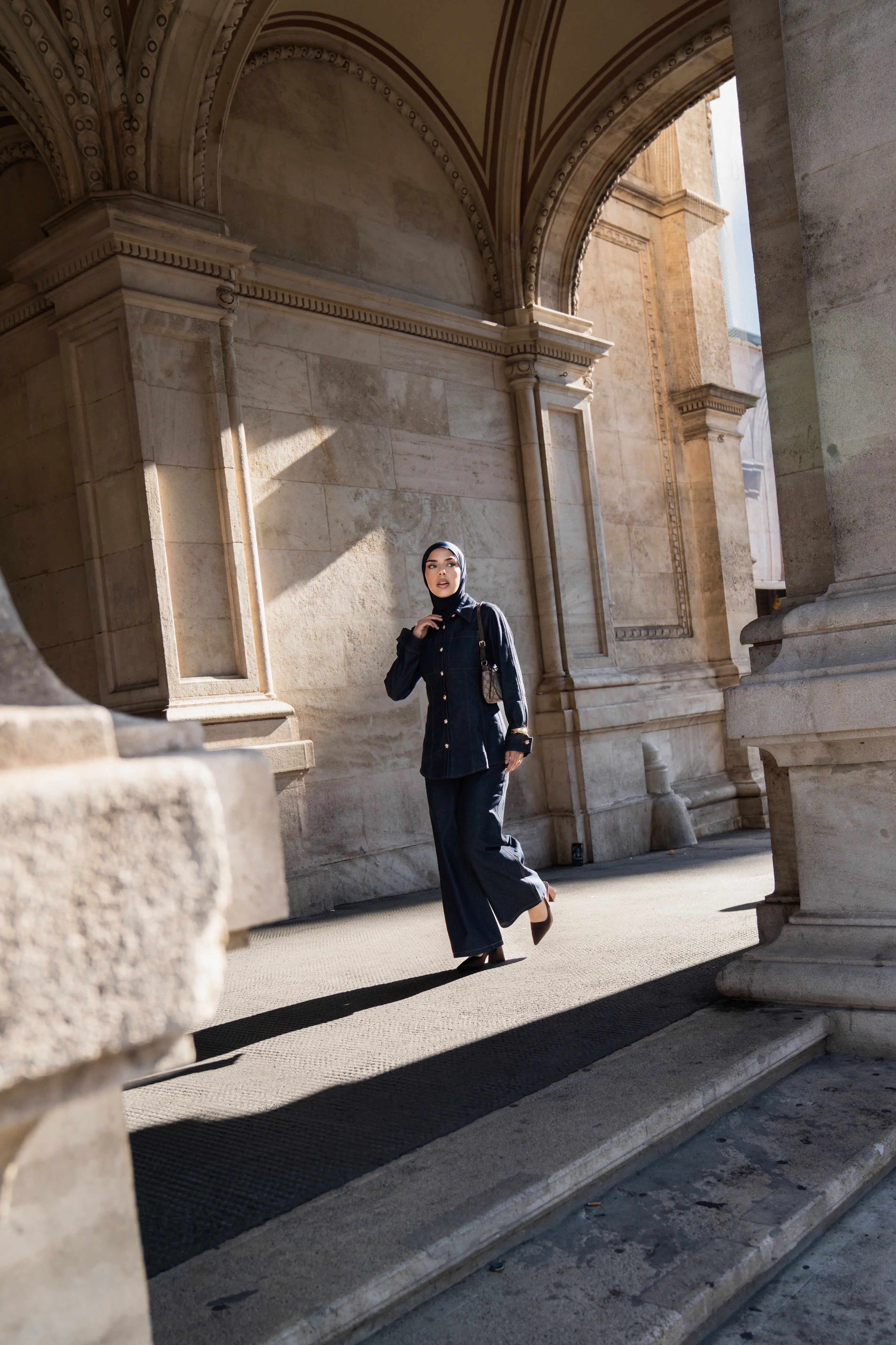 denim gold button shirt Losyana.Shop