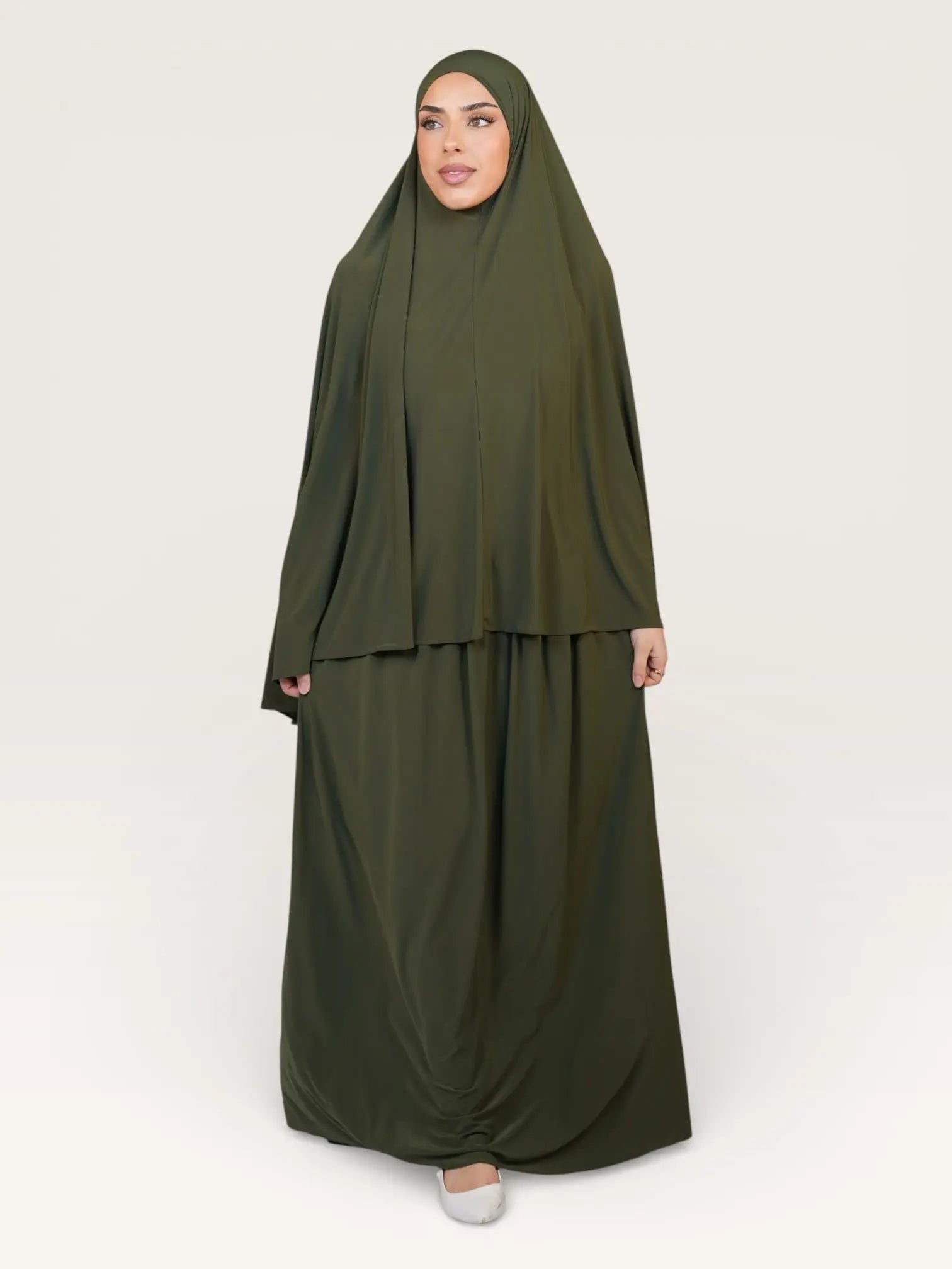 premium khimar set - khaki green