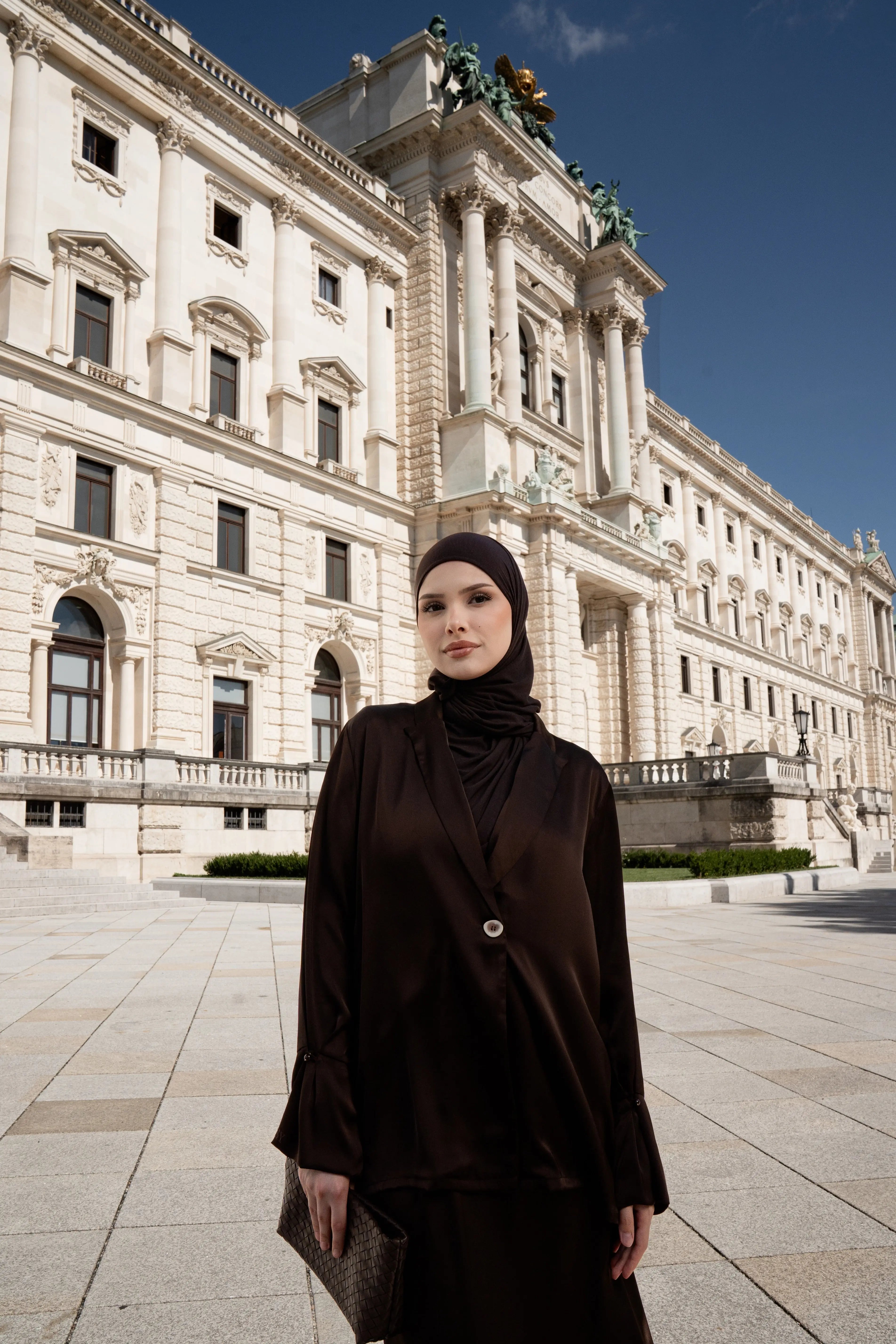 satin silk cardigan - espresso Losyana.Shop