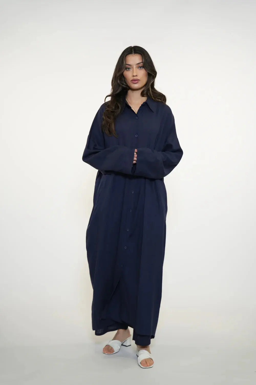 PALMA LINEN SET - NAVY Losyana.nl