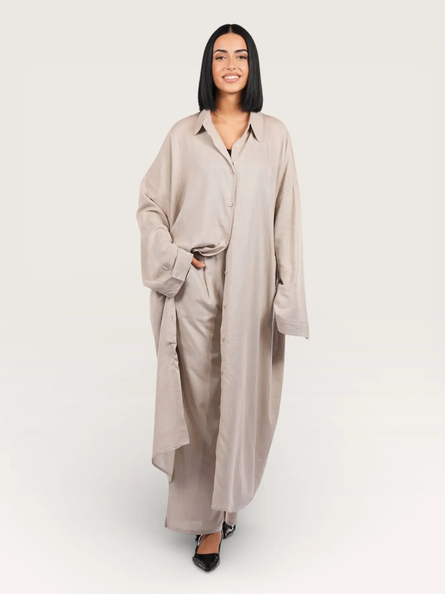 palma linen set - coata cream