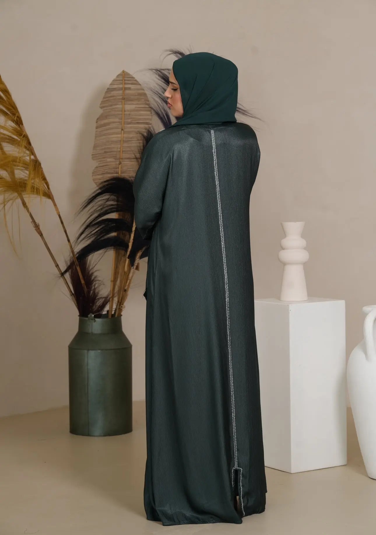 Brightstone shine Abaya - Royal Green Losyana.Shop