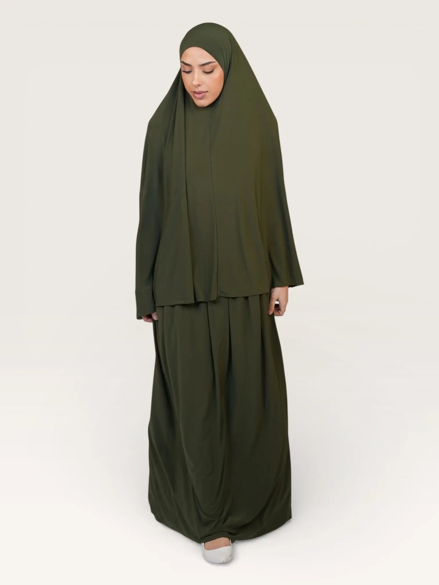 premium khimar set - khaki green