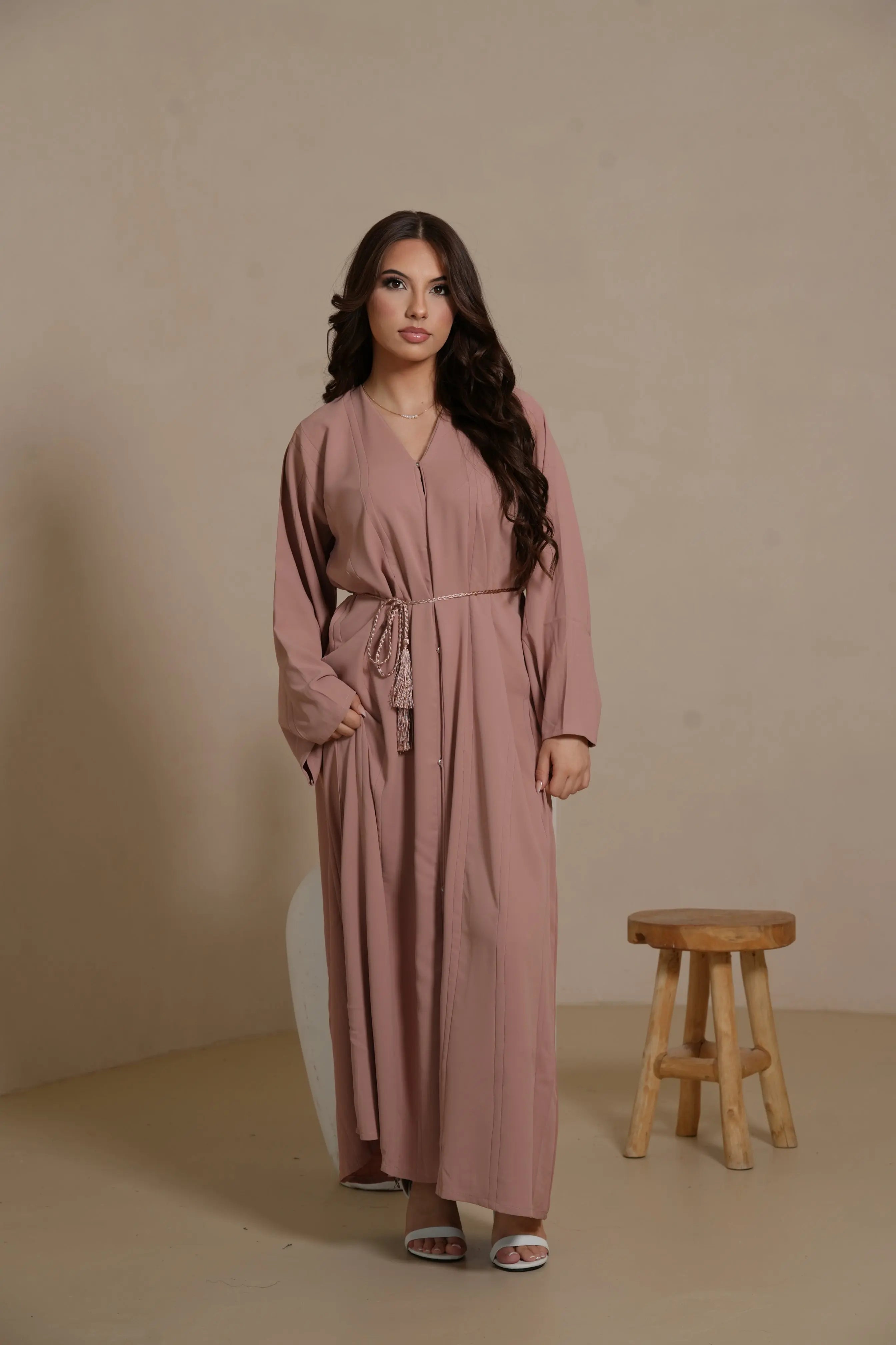 Lines Daily Abaya - peach Losyana.Shop