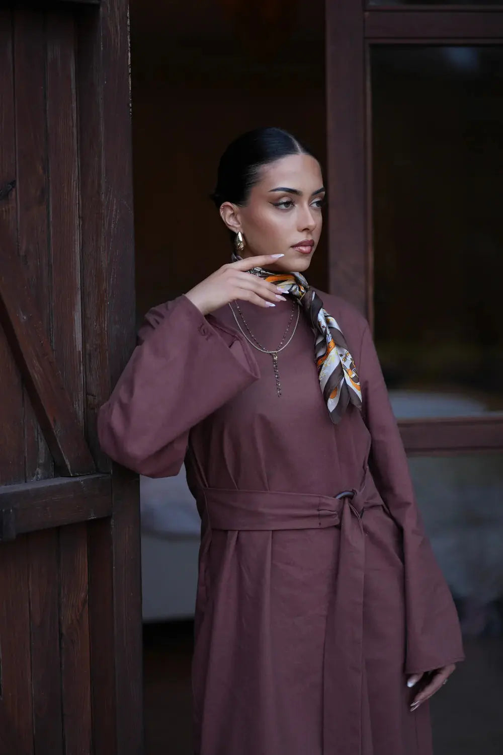 AMALFI LINEN DRESS - BROWN Losyana.nl