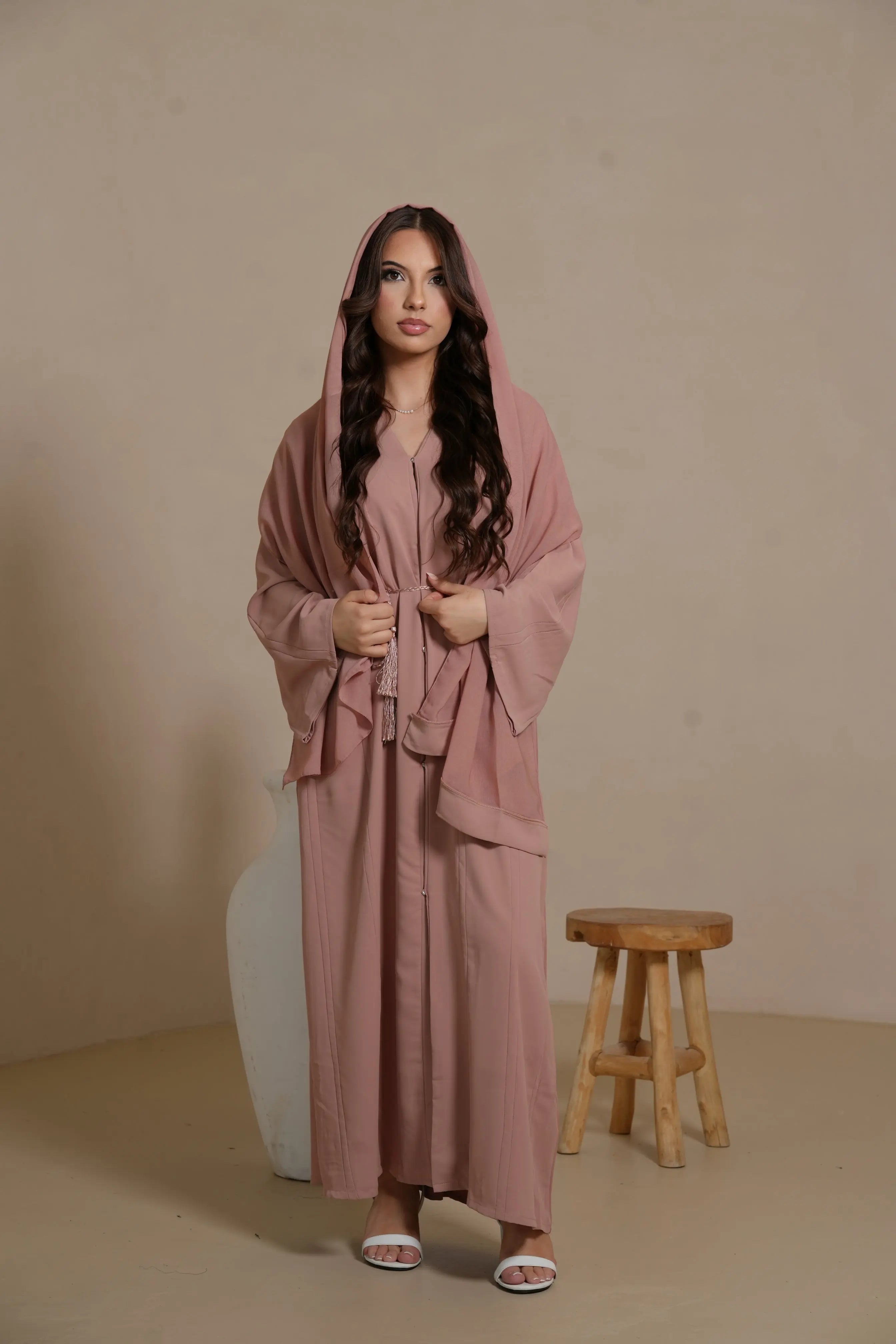 Lines Daily Abaya - peach Losyana.Shop
