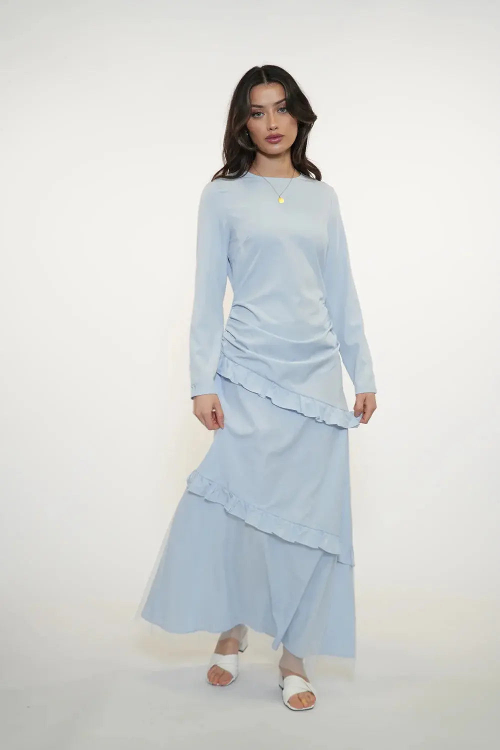 ROMANCE RUFFLE DRESS - CAPRI SKY Losyana.nl