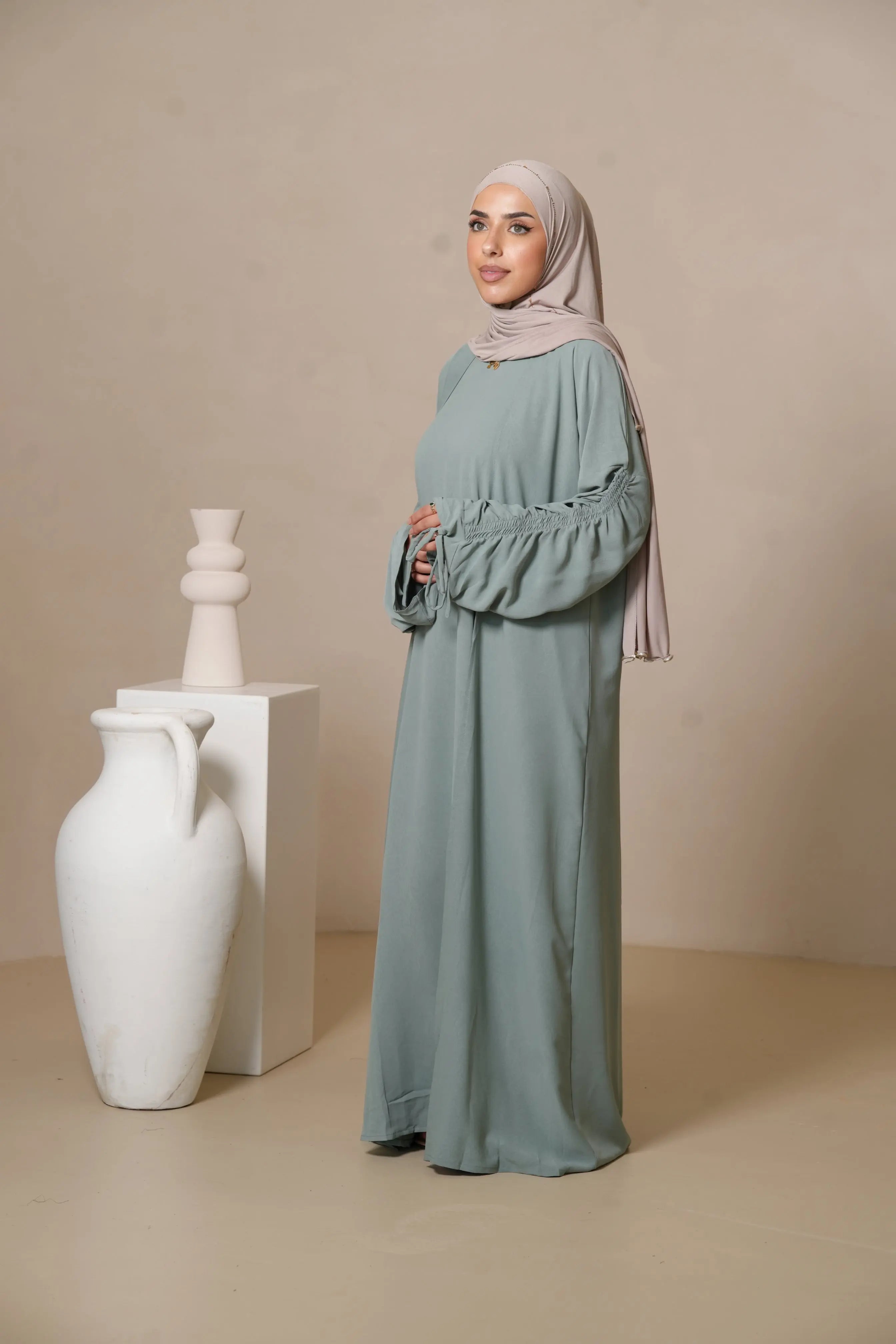 Cord Arm Abaya - Mint Losyana.Shop