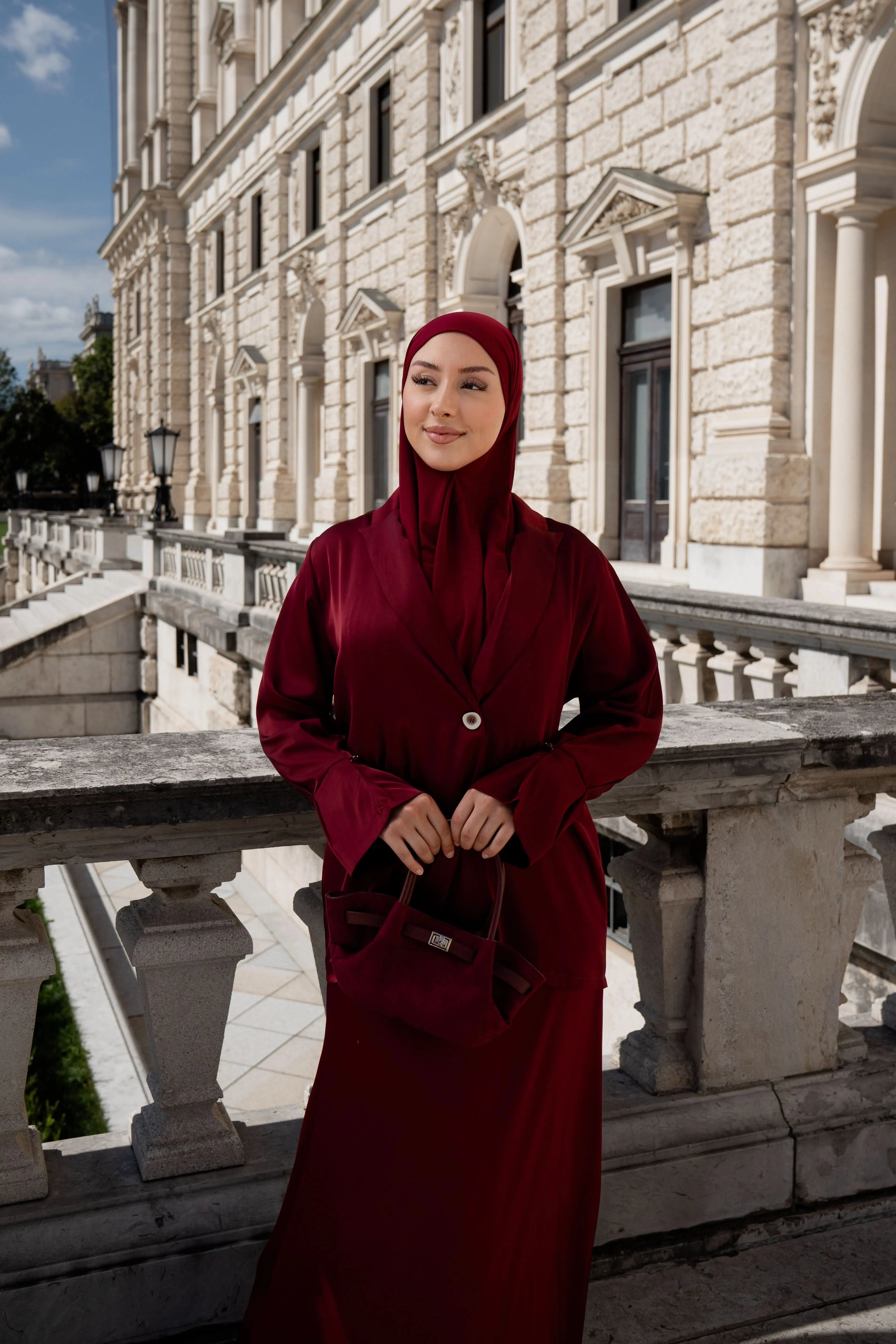 satin silk cardigan - bordeaux Losyana.Shop