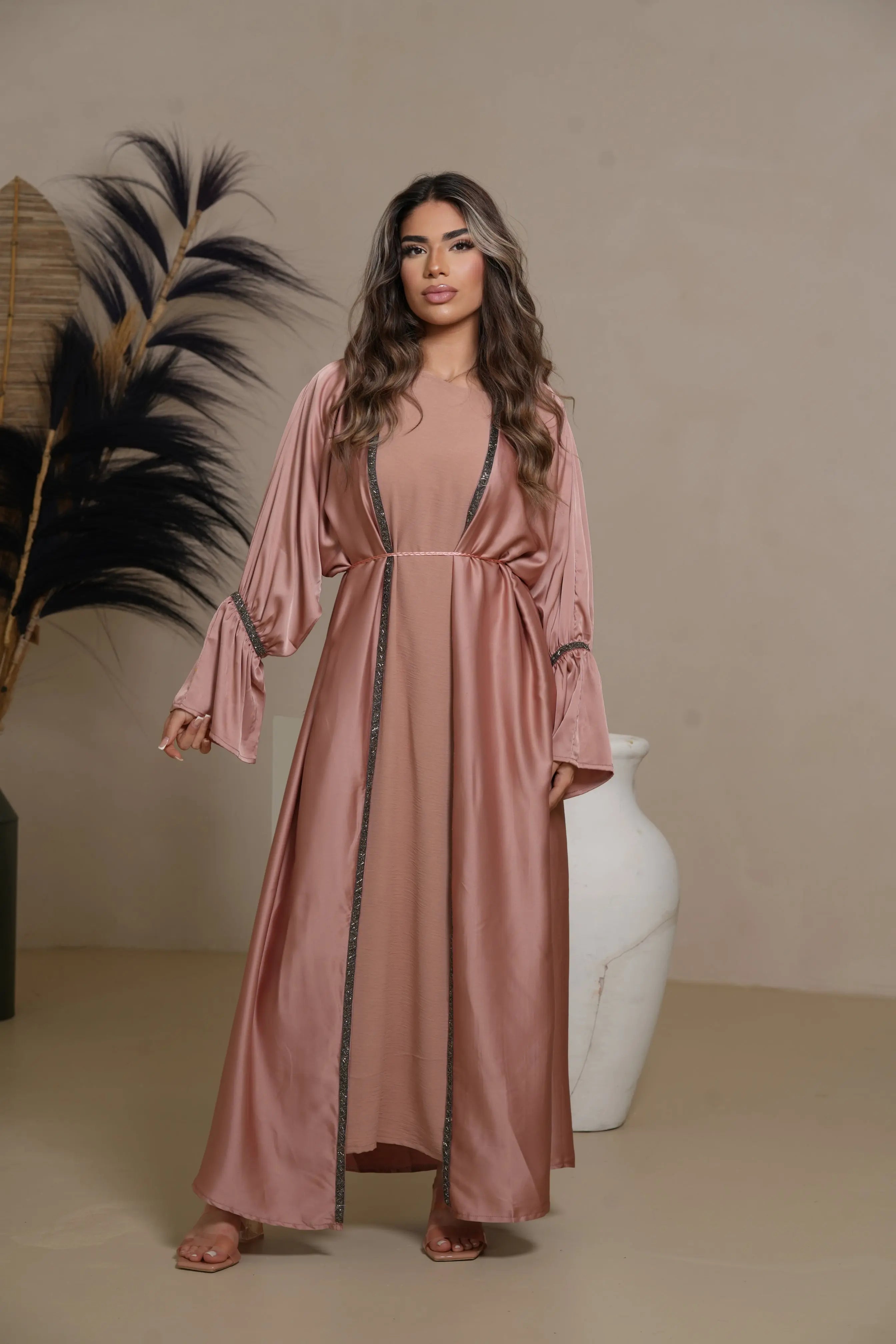 Blackstone Glamour Abaya - Almond Losyana.Shop