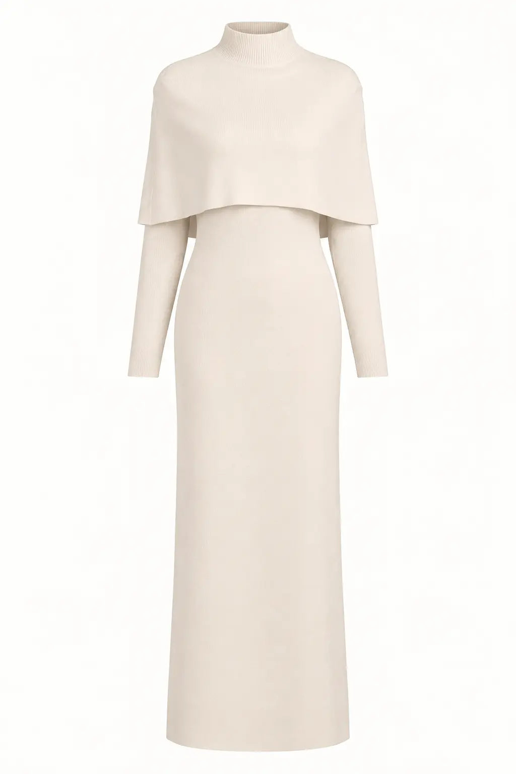 Gebreide jurk met cape-detail