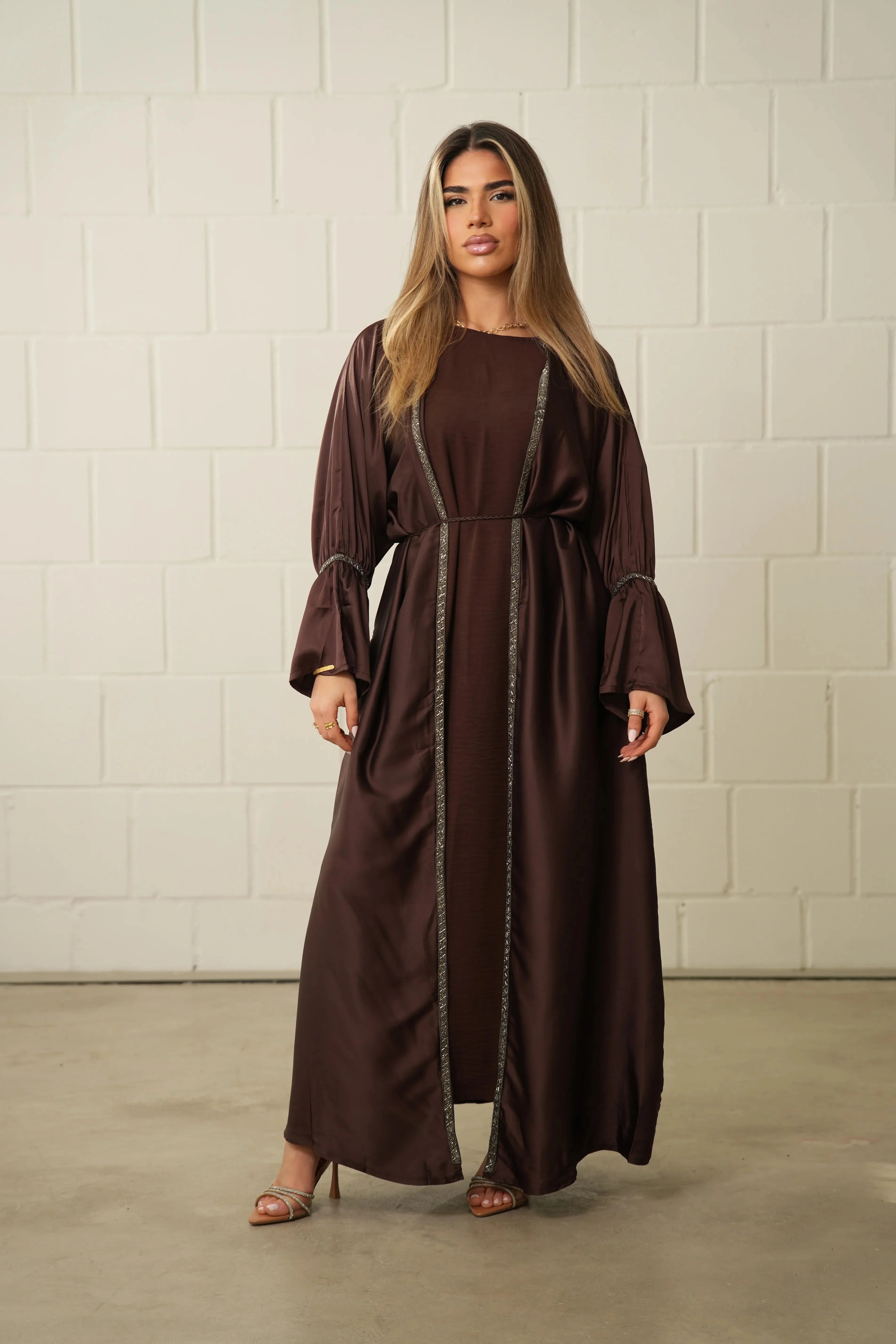 Blackstone Glamour Abaya - Dark Brown Losyana.Shop
