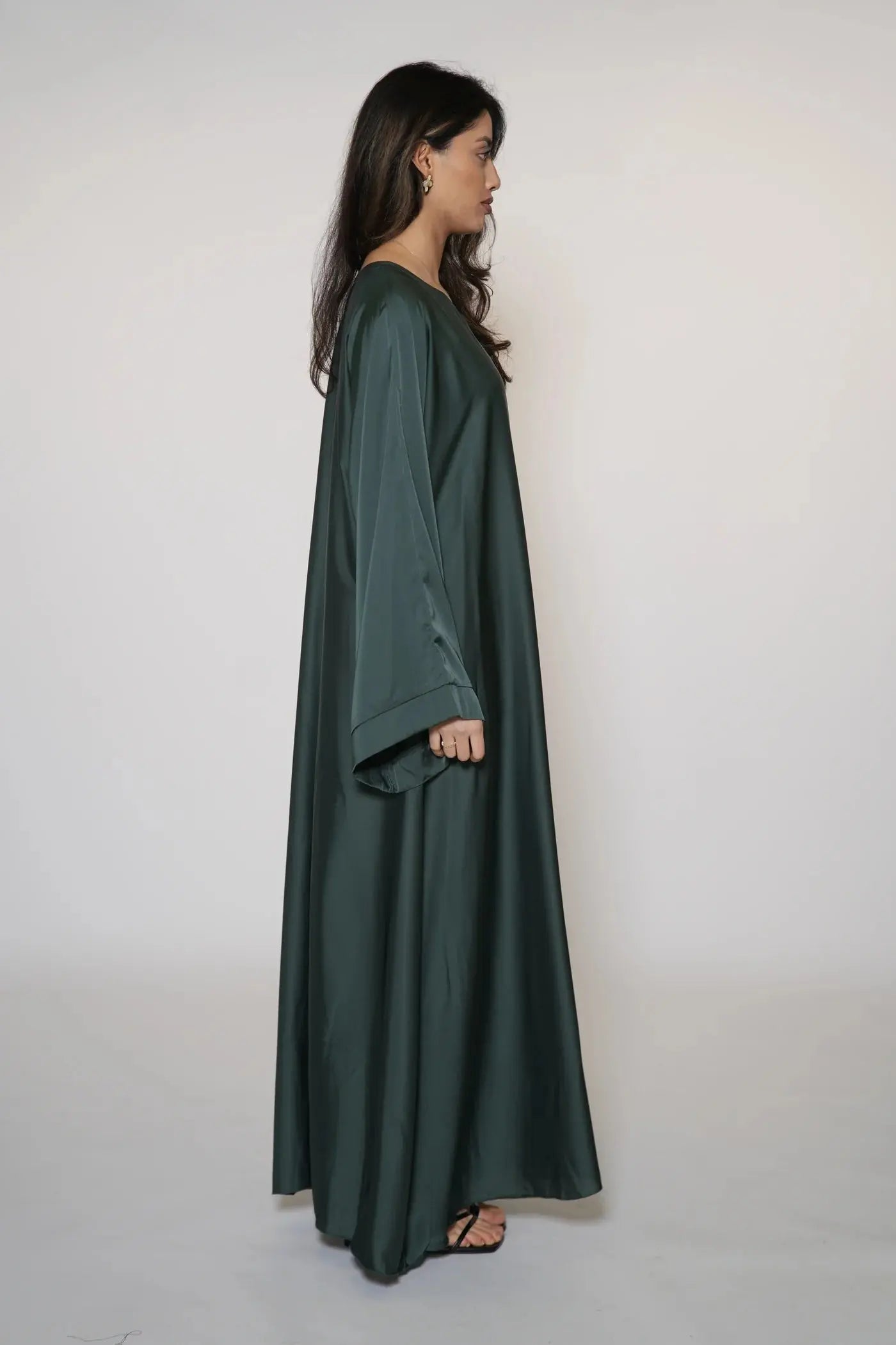 DXB Satin Abaya - royal green Losyana.Shop