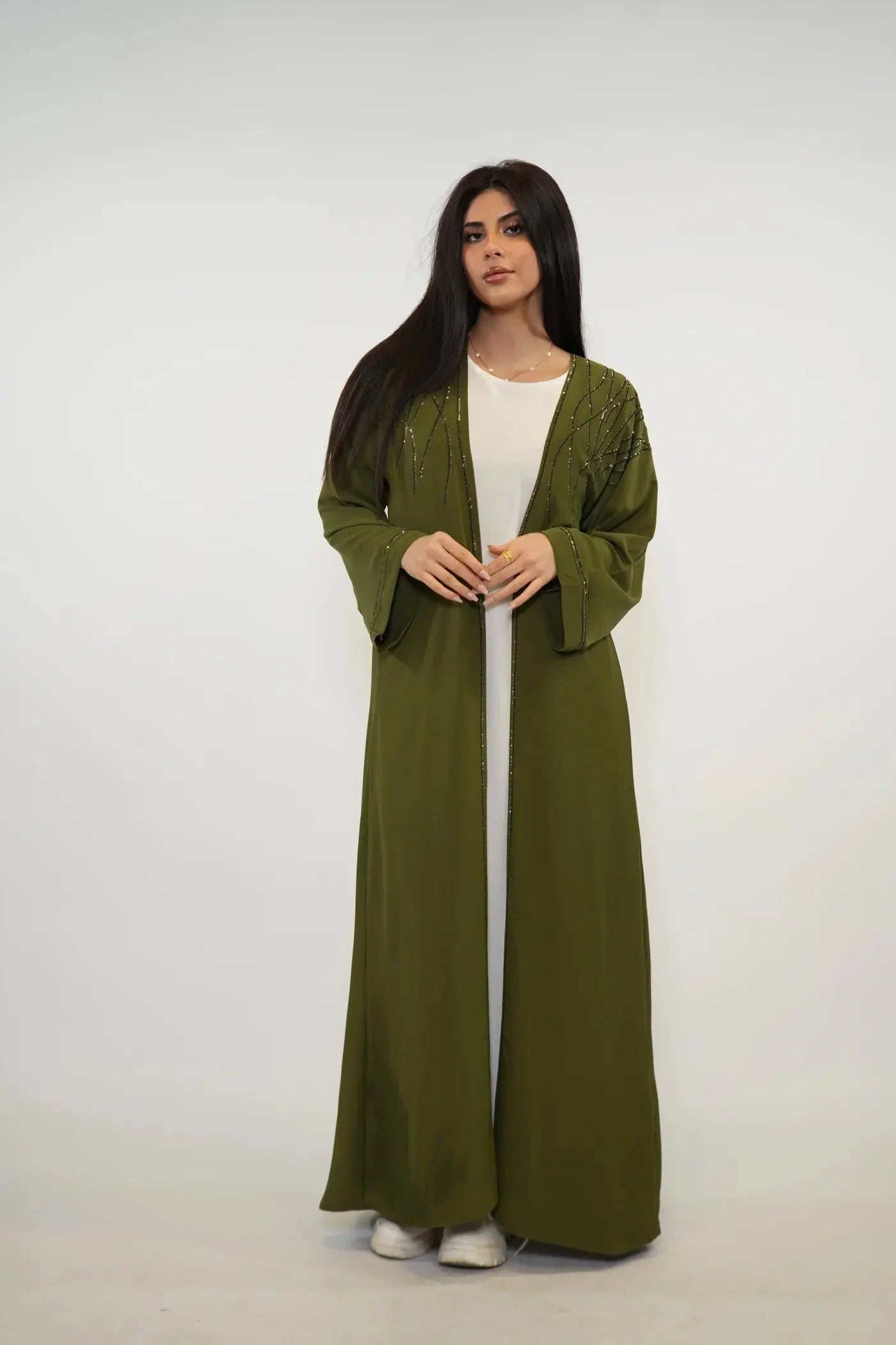 Emirate abaya- Khaki Green Losyana.Shop