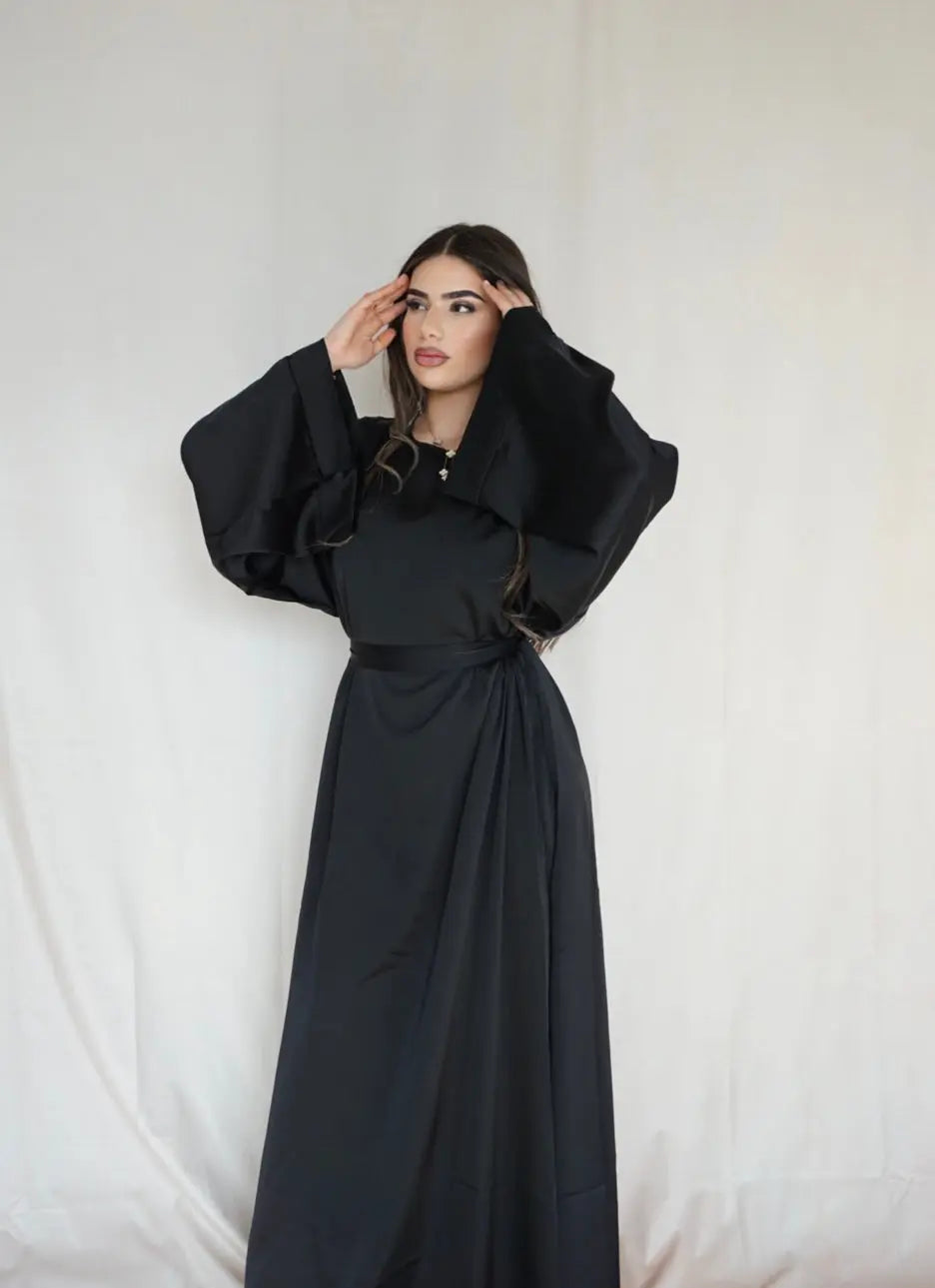 Dubai Satin Abaya - black Losyana.Shop