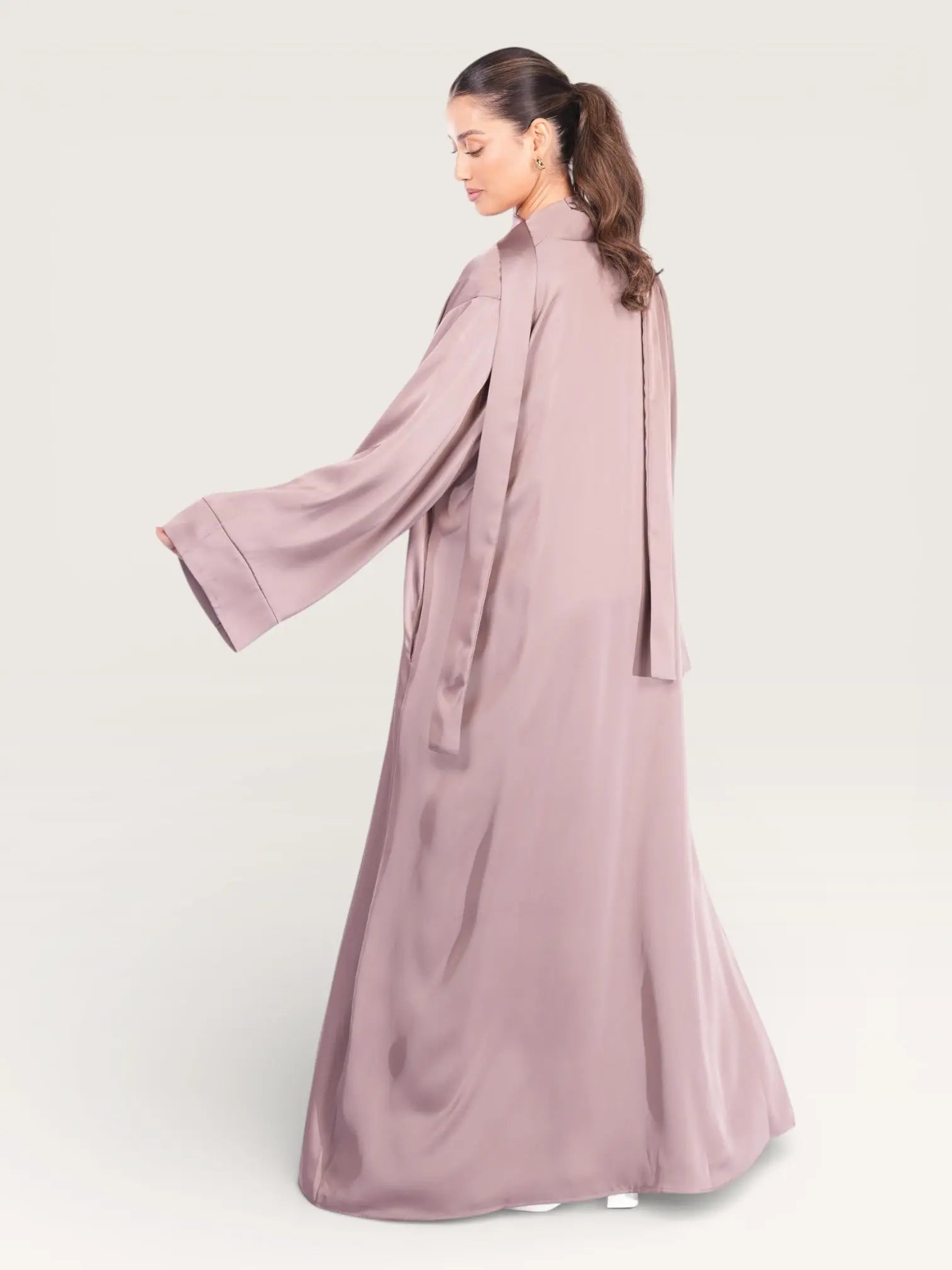 satin kimono abaya - rose taupe