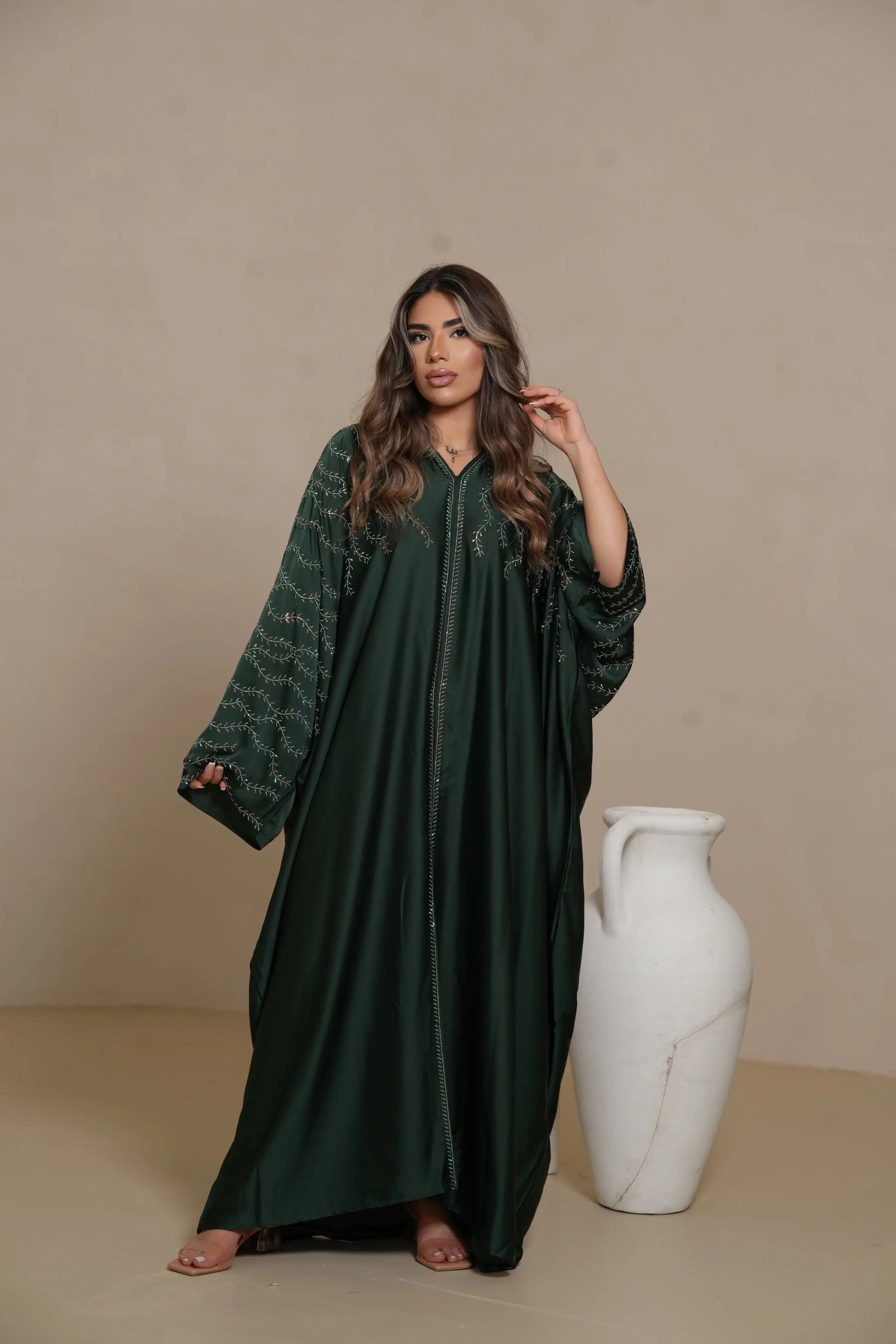 DXB Glitter Abaya - royal Green Losyana.Shop