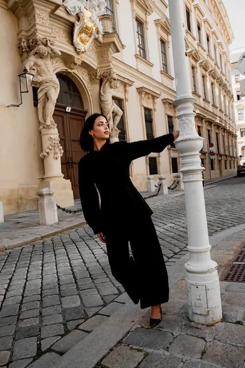 wide leg pants - black Losyana.Shop