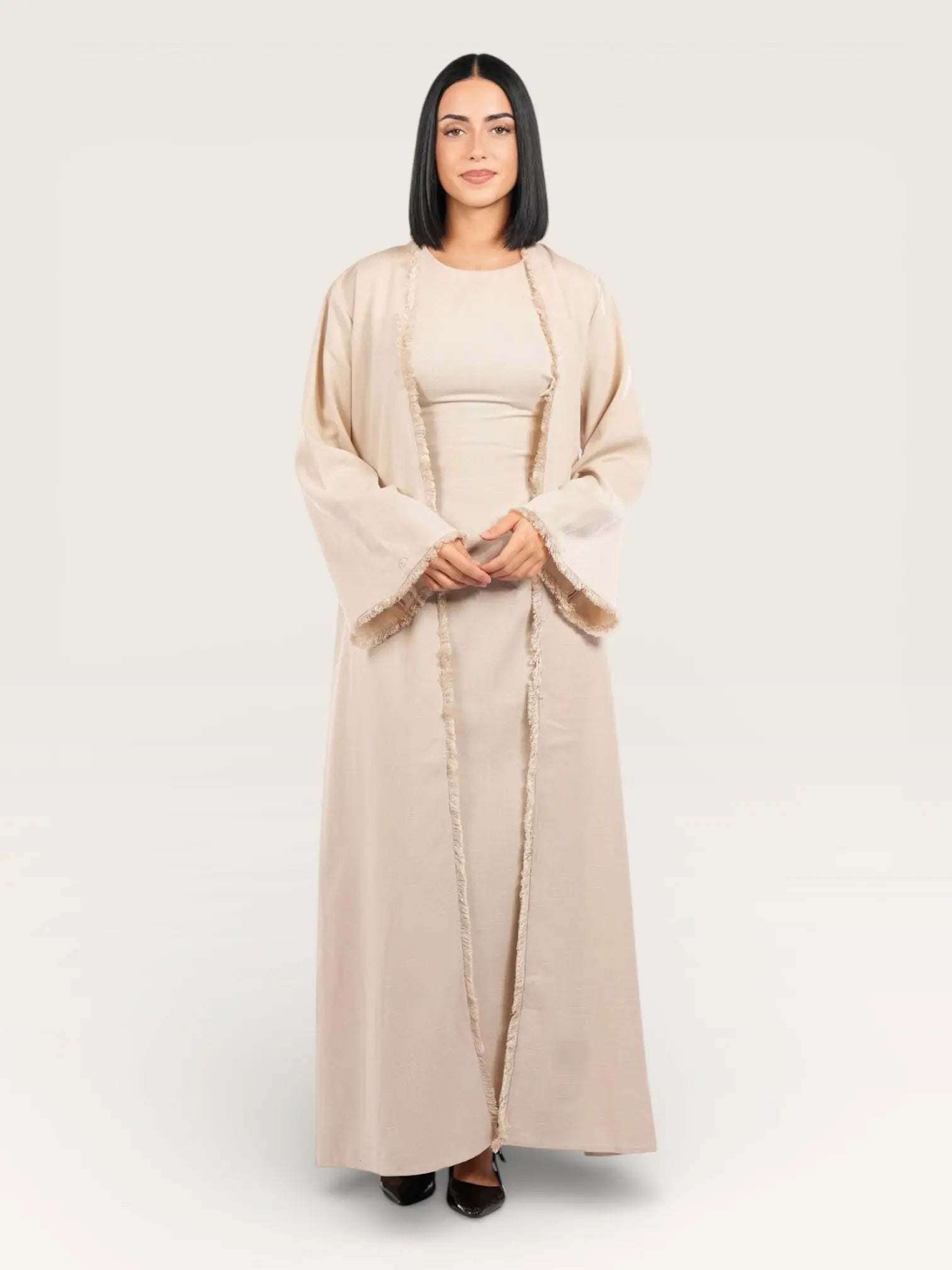 linen corset & kimono - beige
