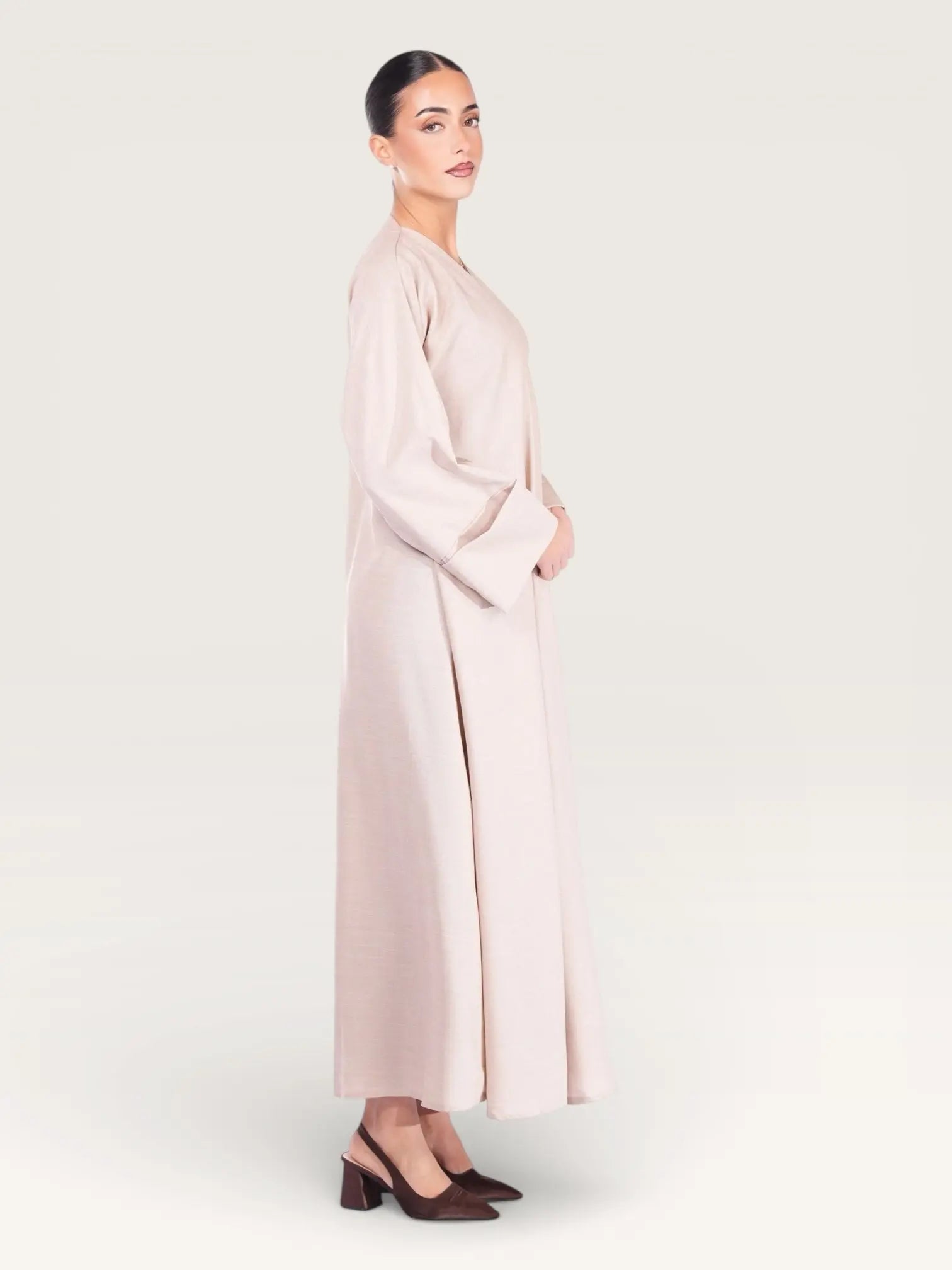wickel linen abaya - beige