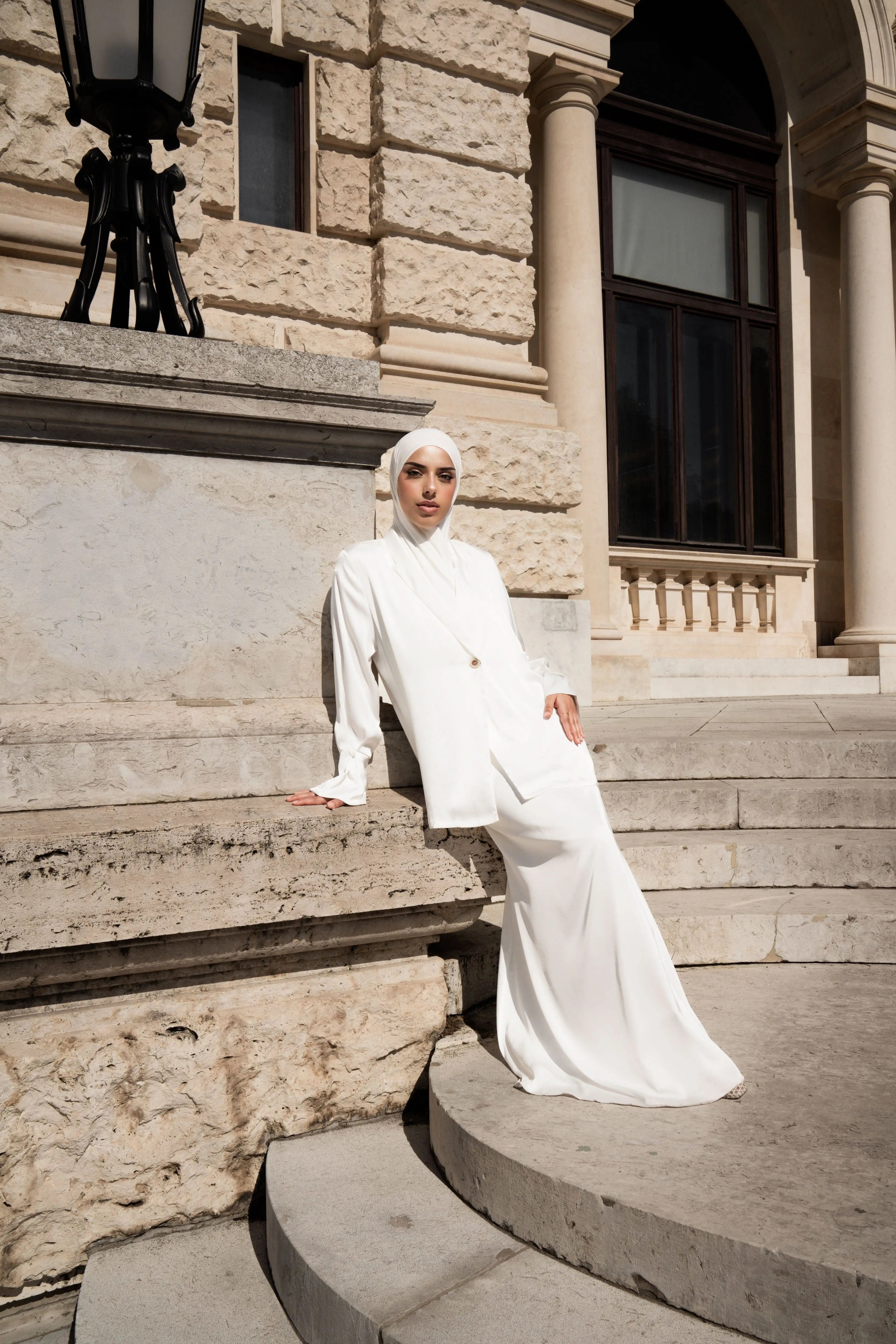 satin silk skirt - white Losyana.Shop