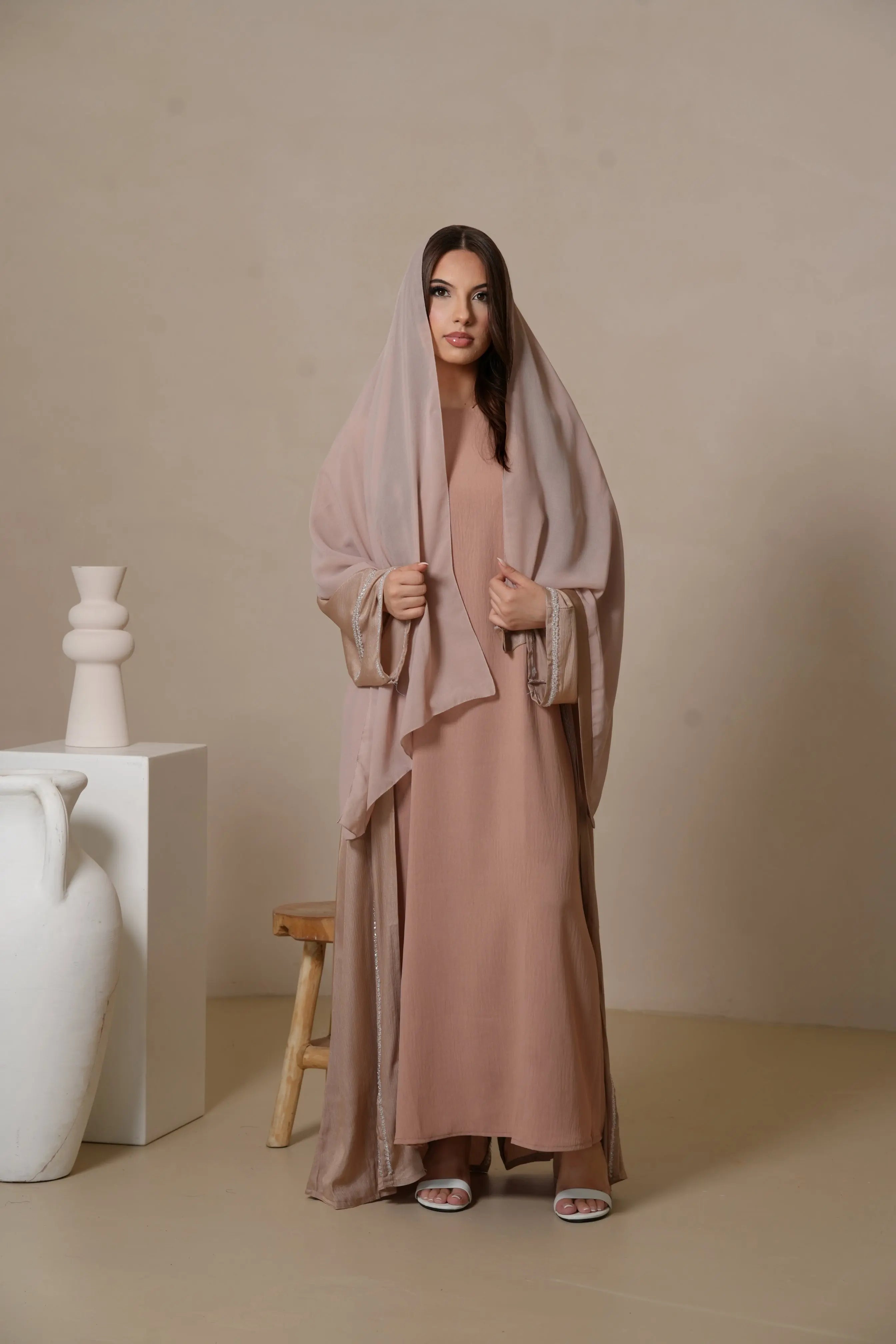 Brightstone shine Abaya -  Rose Gold Losyana.Shop