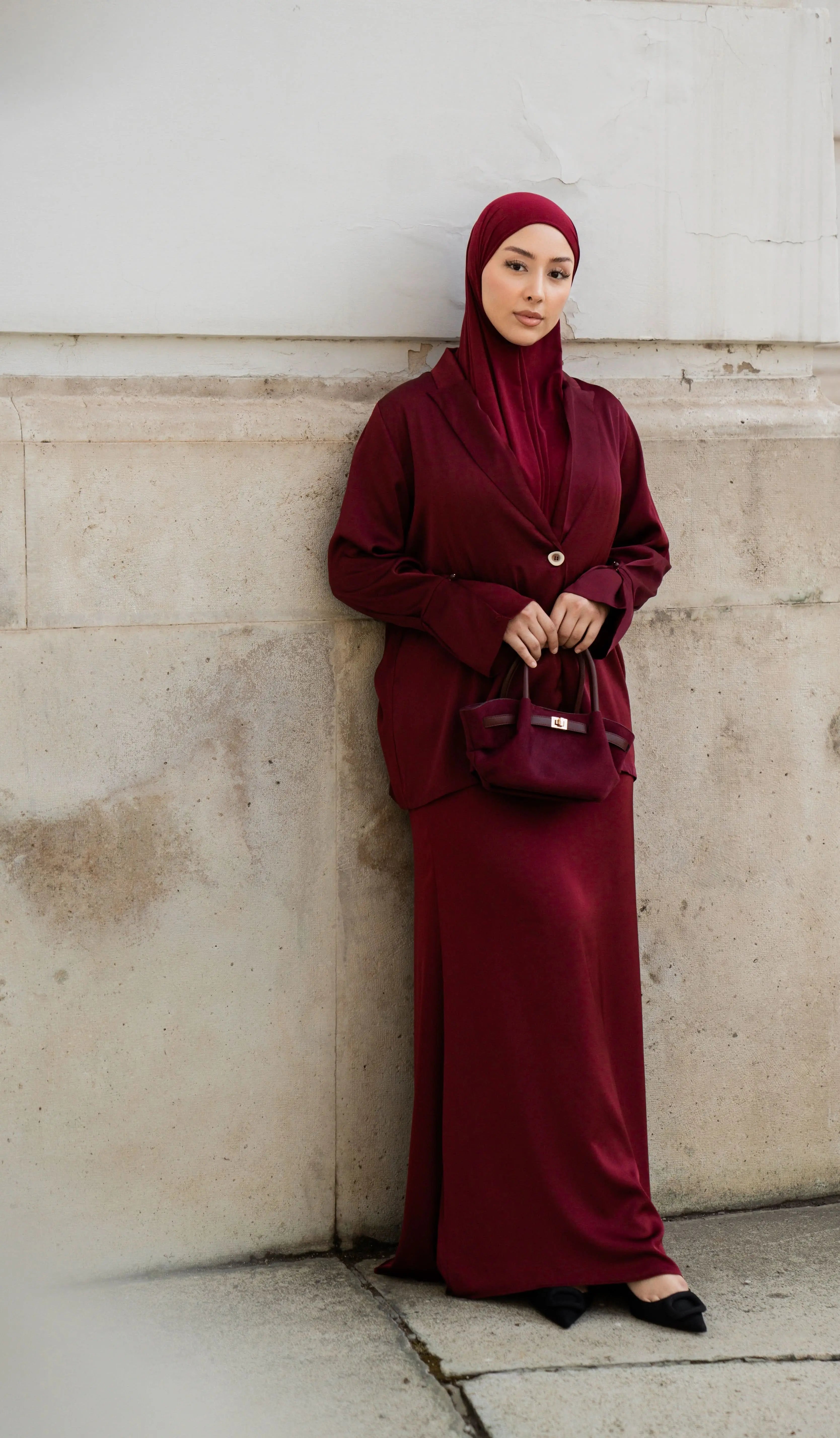 satin silk cardigan - bordeaux Losyana.Shop