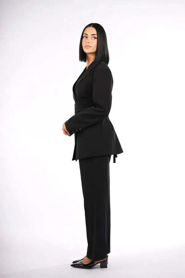 the noble belted blazer - black Losyana.Shop