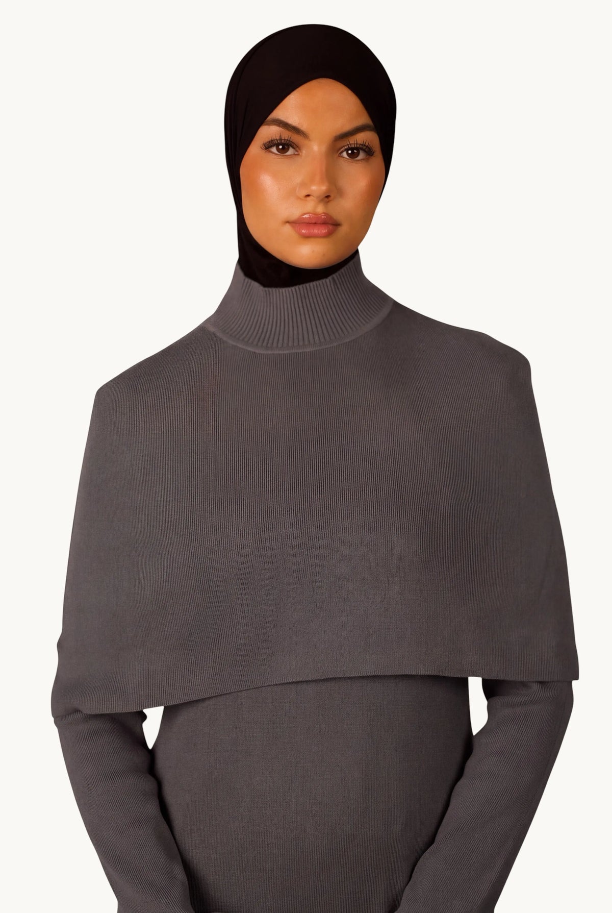 Gebreide cape-jurk - Grijs