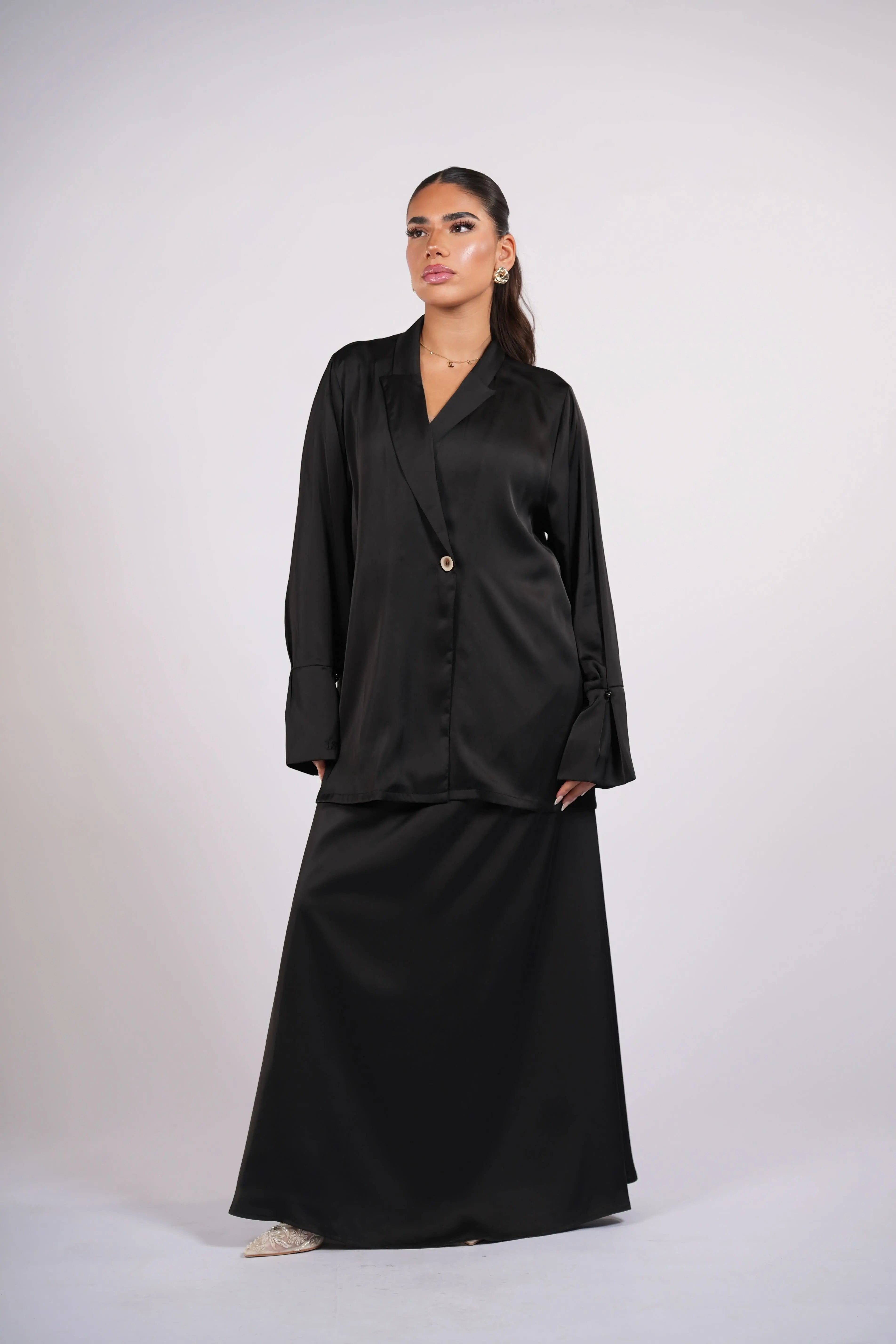 satin silk skirt - black Losyana.Shop