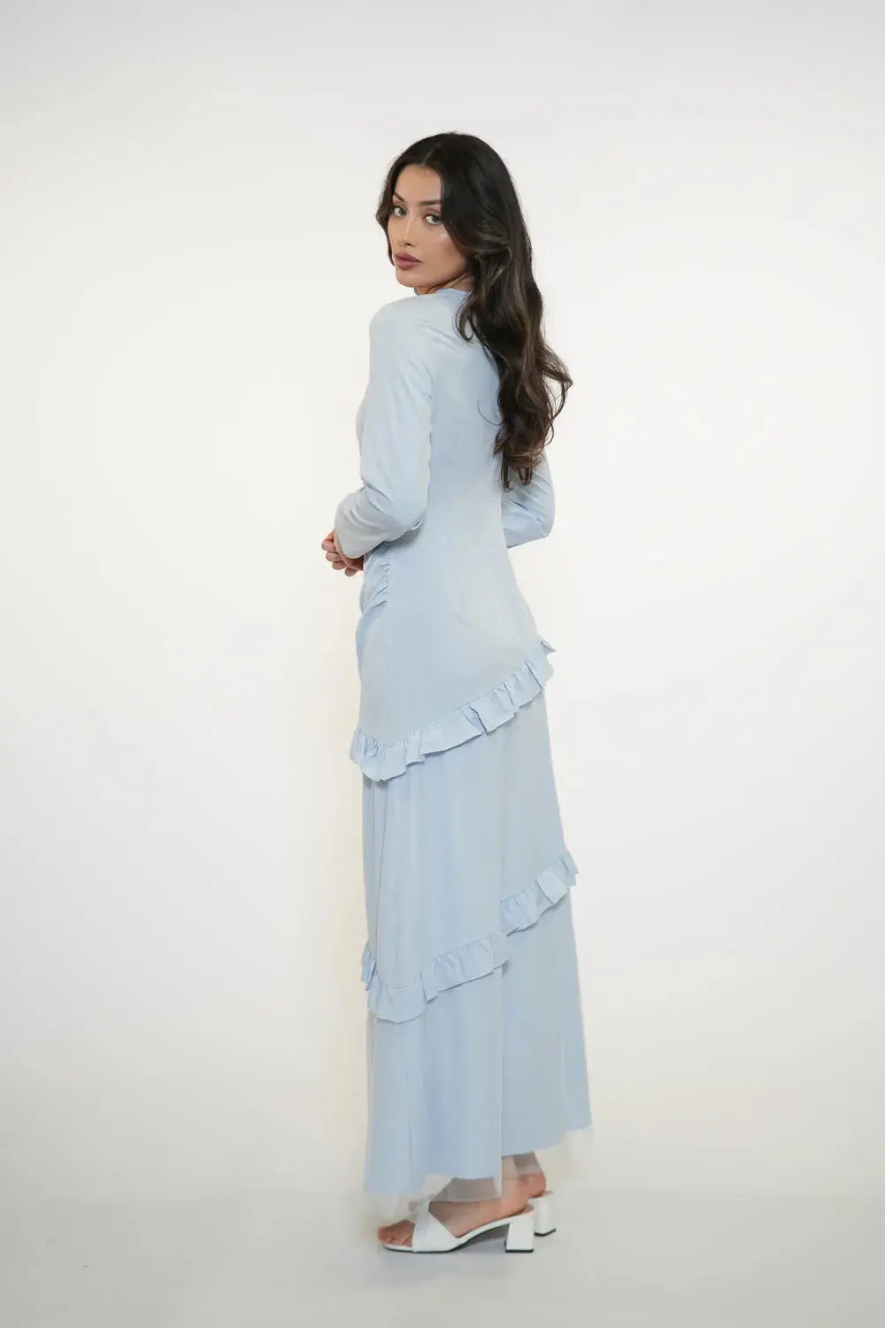 ROMANCE RUFFLE DRESS - CAPRI SKY Losyana.nl