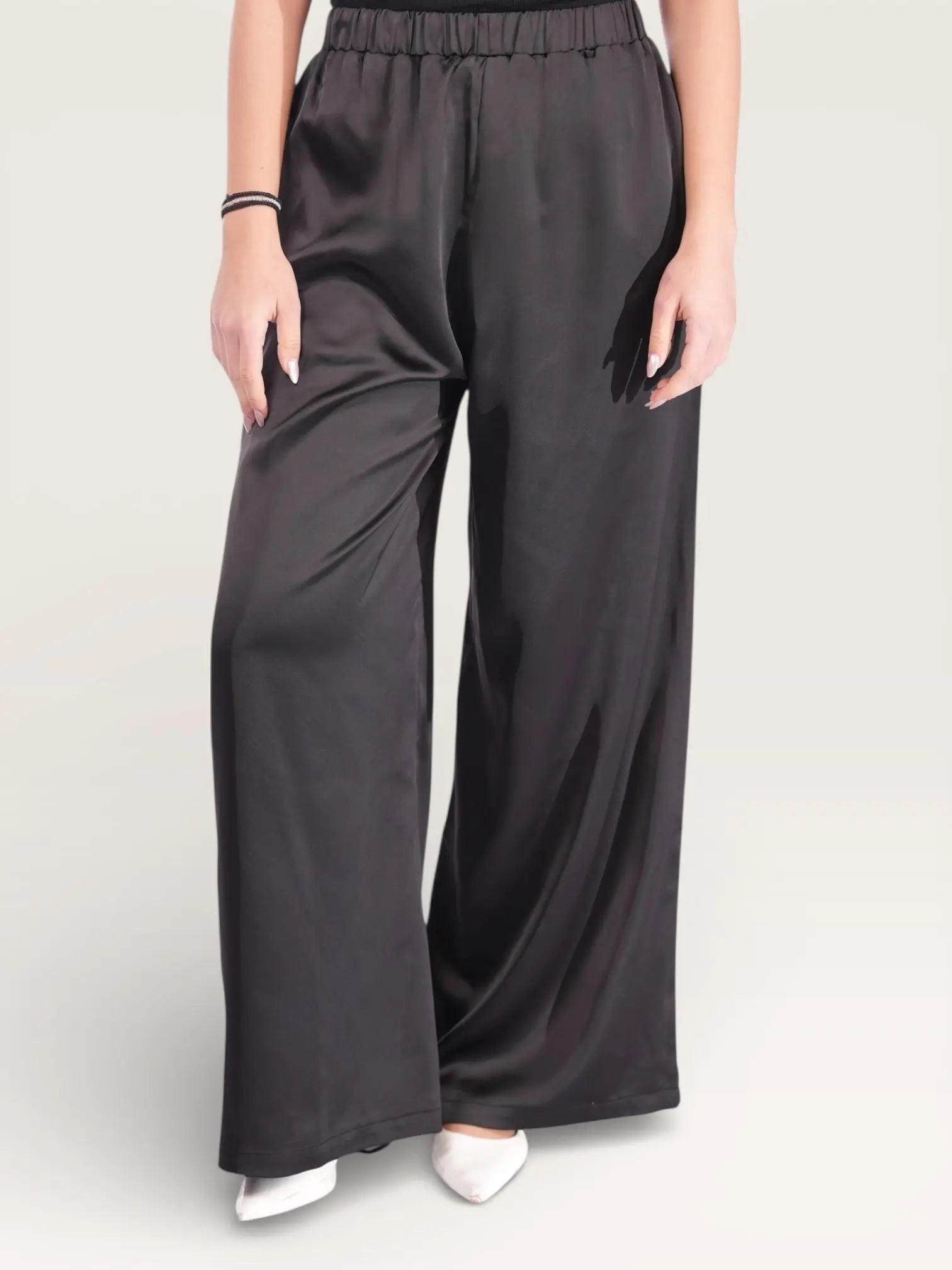 silk muse pants - black