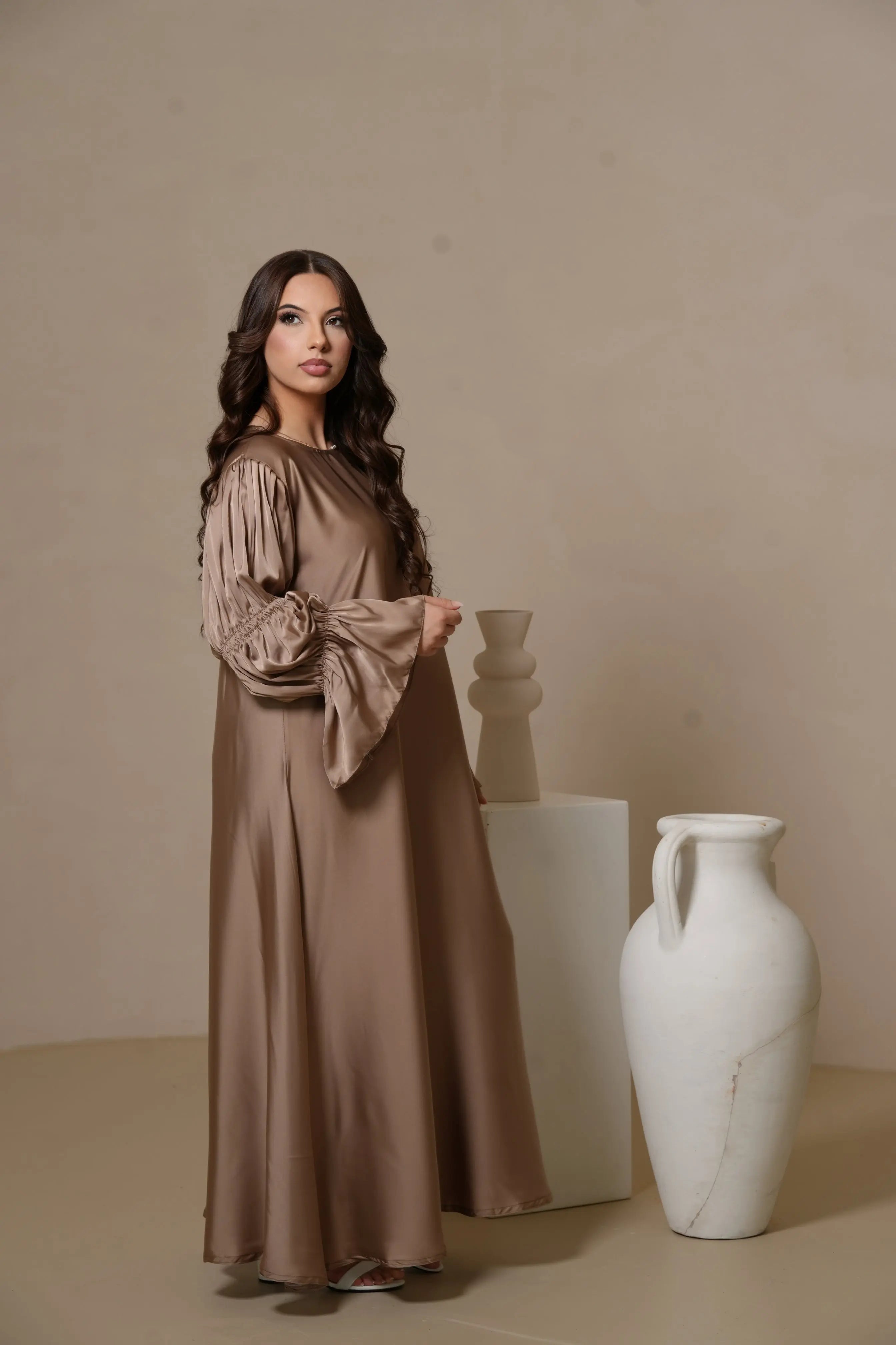 DXB Satin Abaya Rings - beige Losyana.Shop