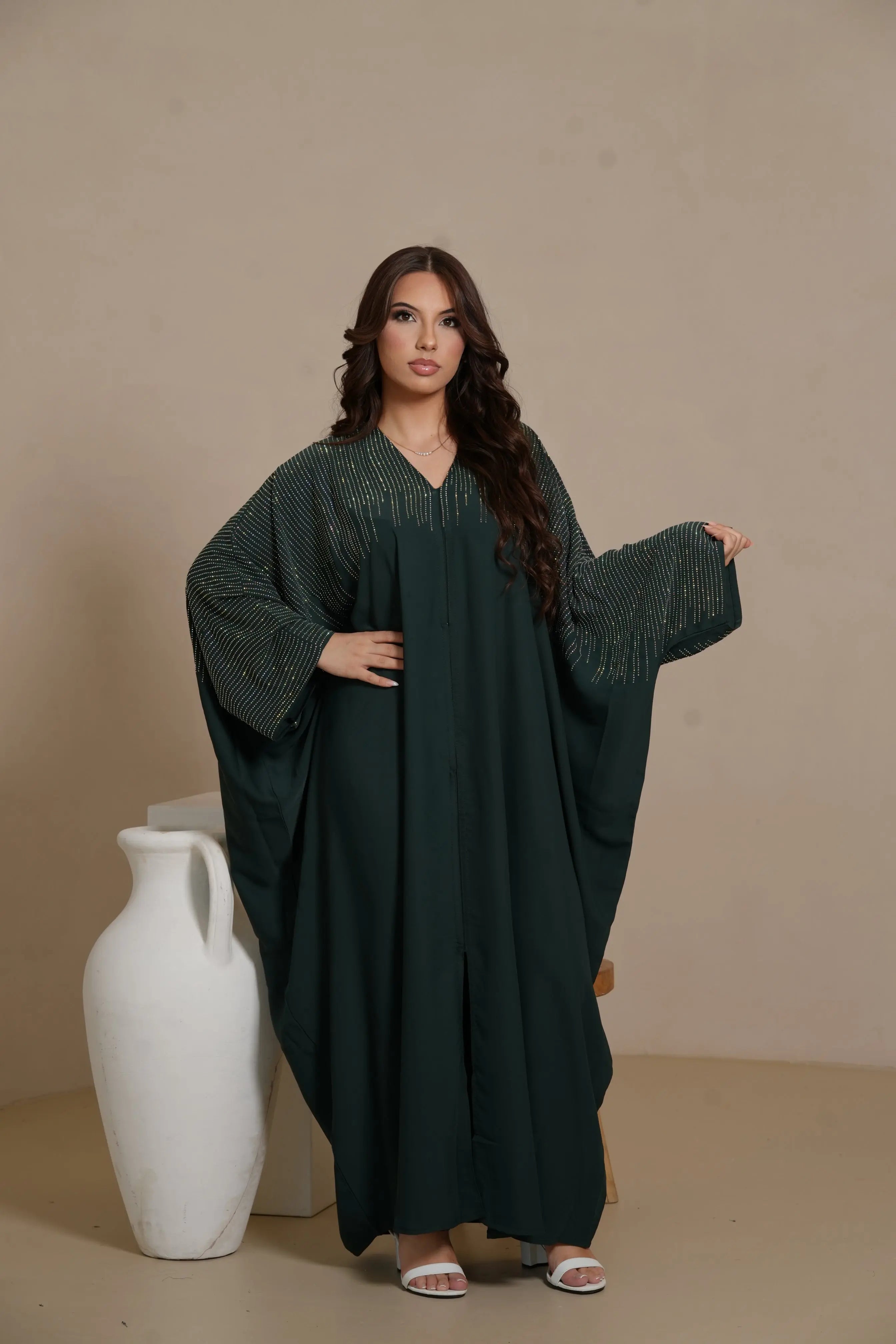 DXB Glitter Abaya - royal green Losyana.Shop