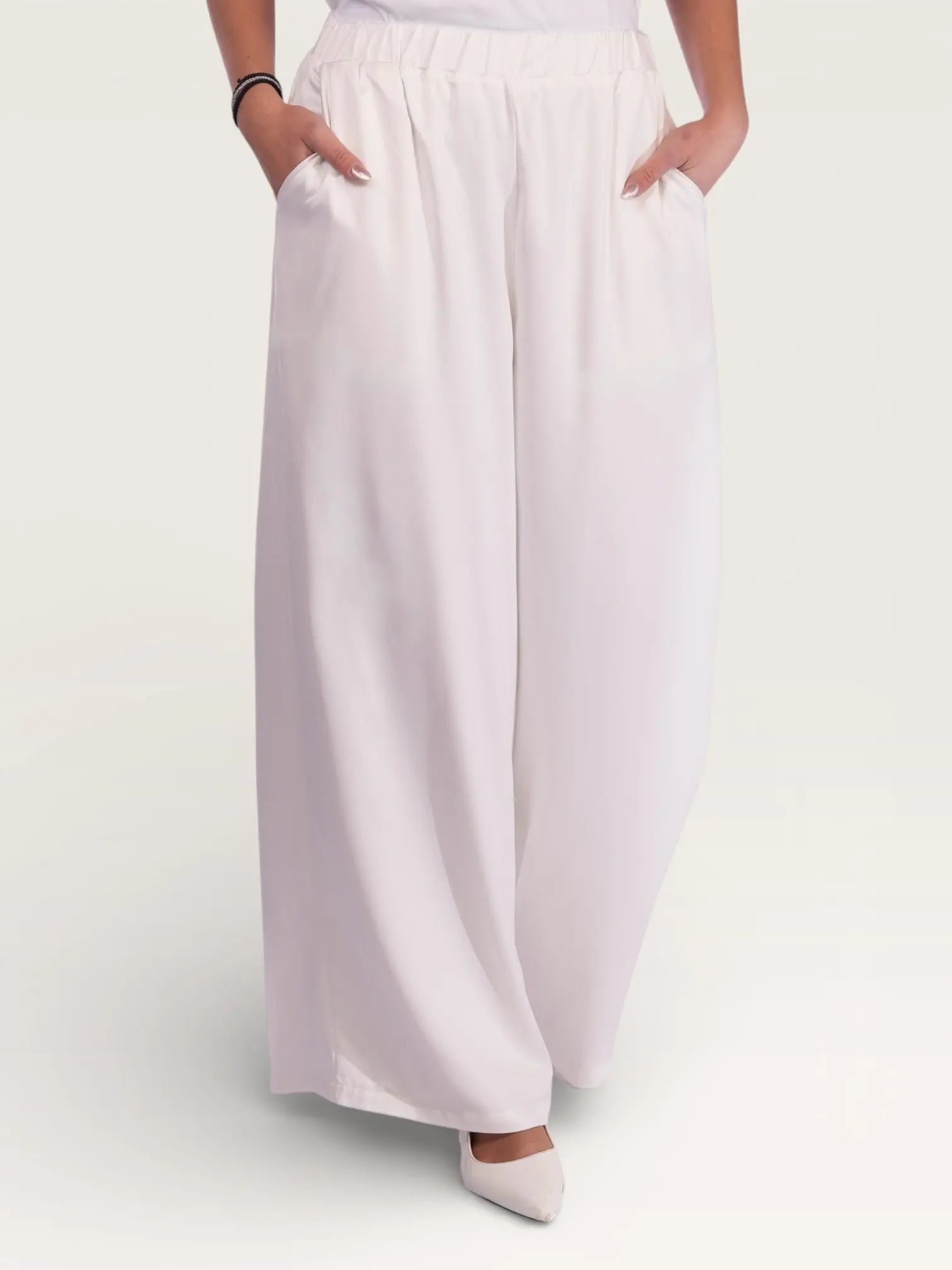 silk muse pants - white