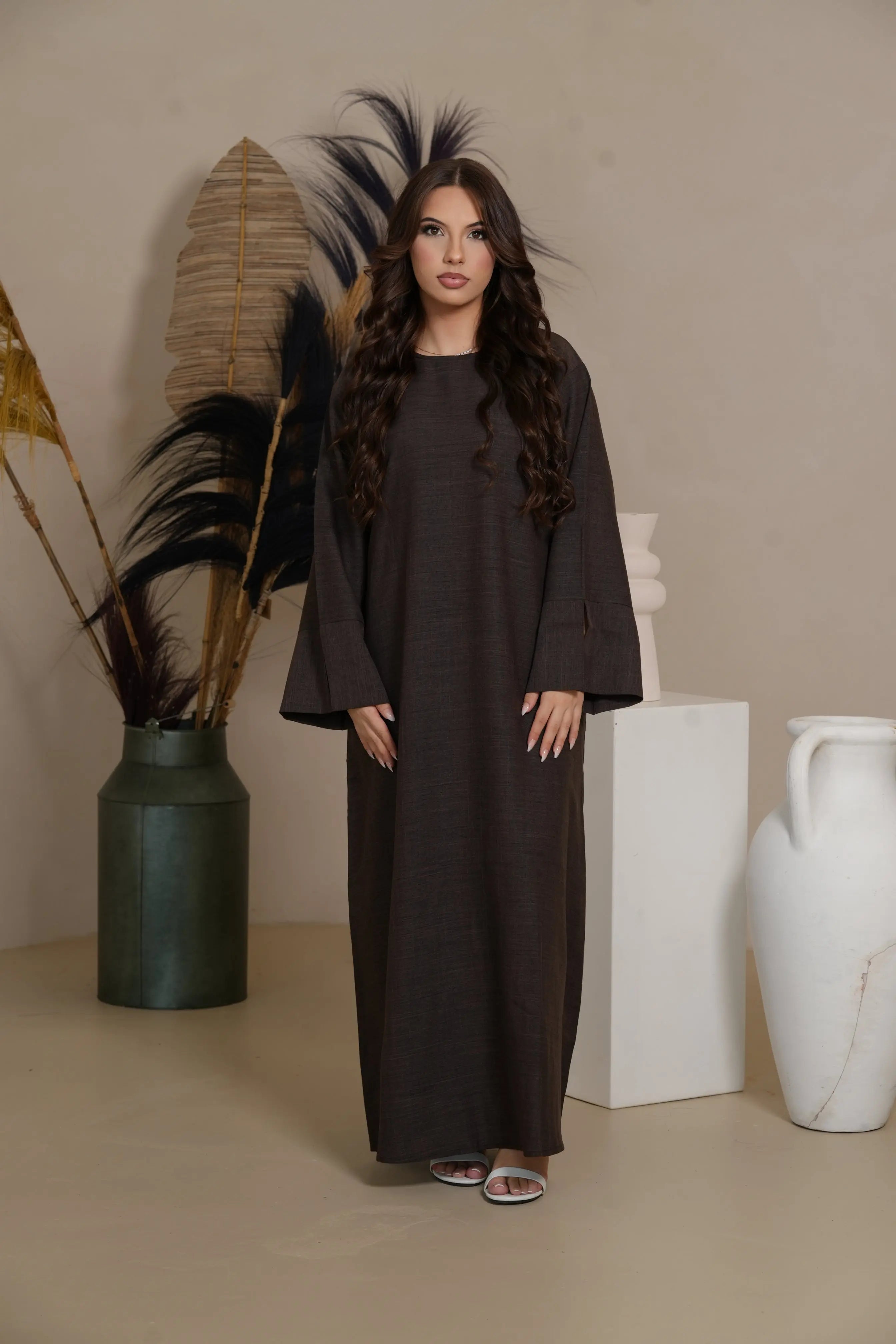 Base Linen Abaya - Brown Sugar Losyana.Shop