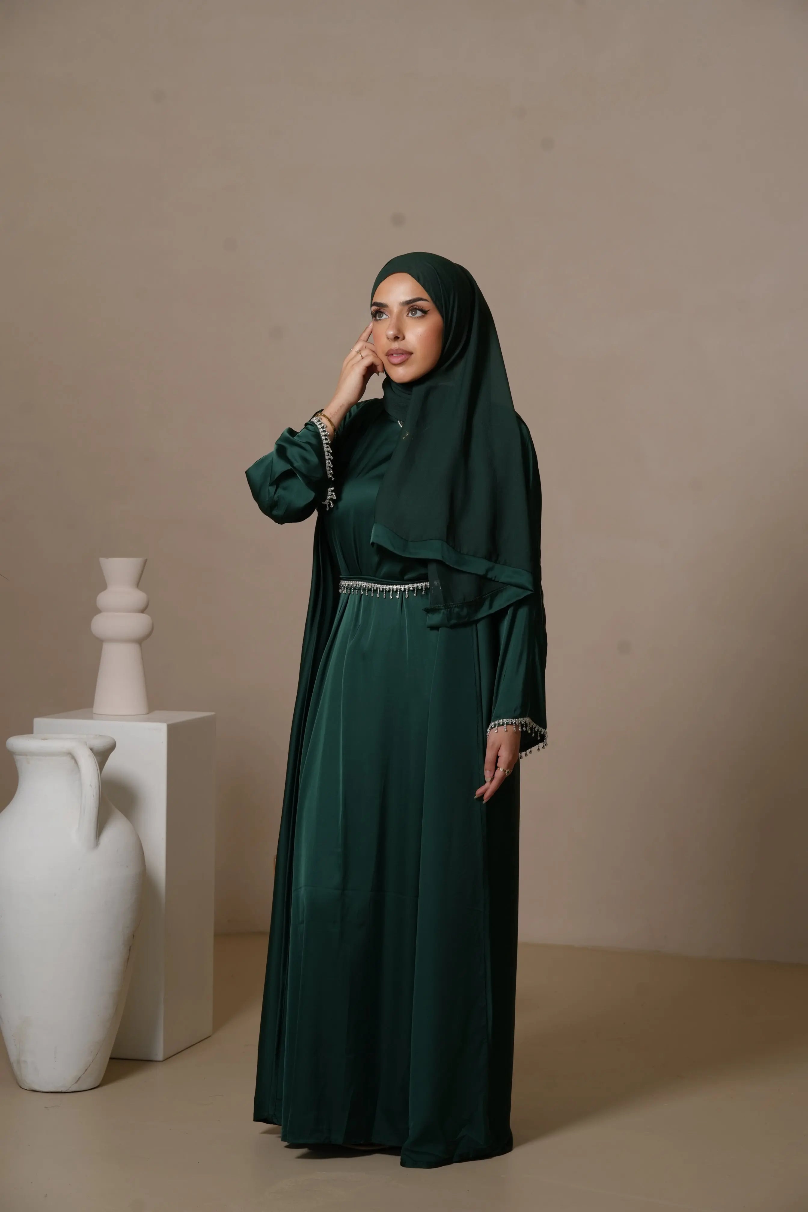 DXB  Zara Abaya - Royal Green Losyana.Shop