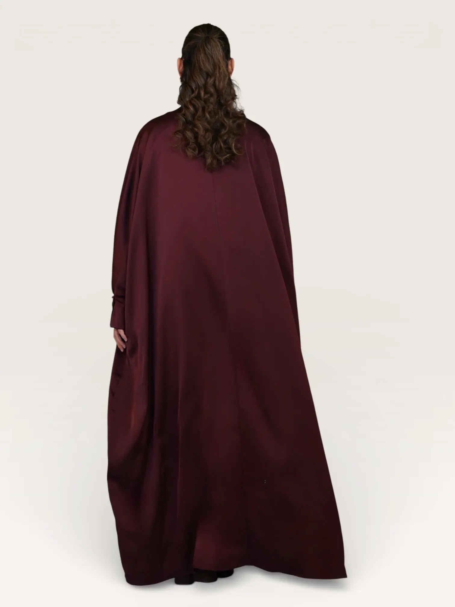 arabian satin abaya - bordeaux