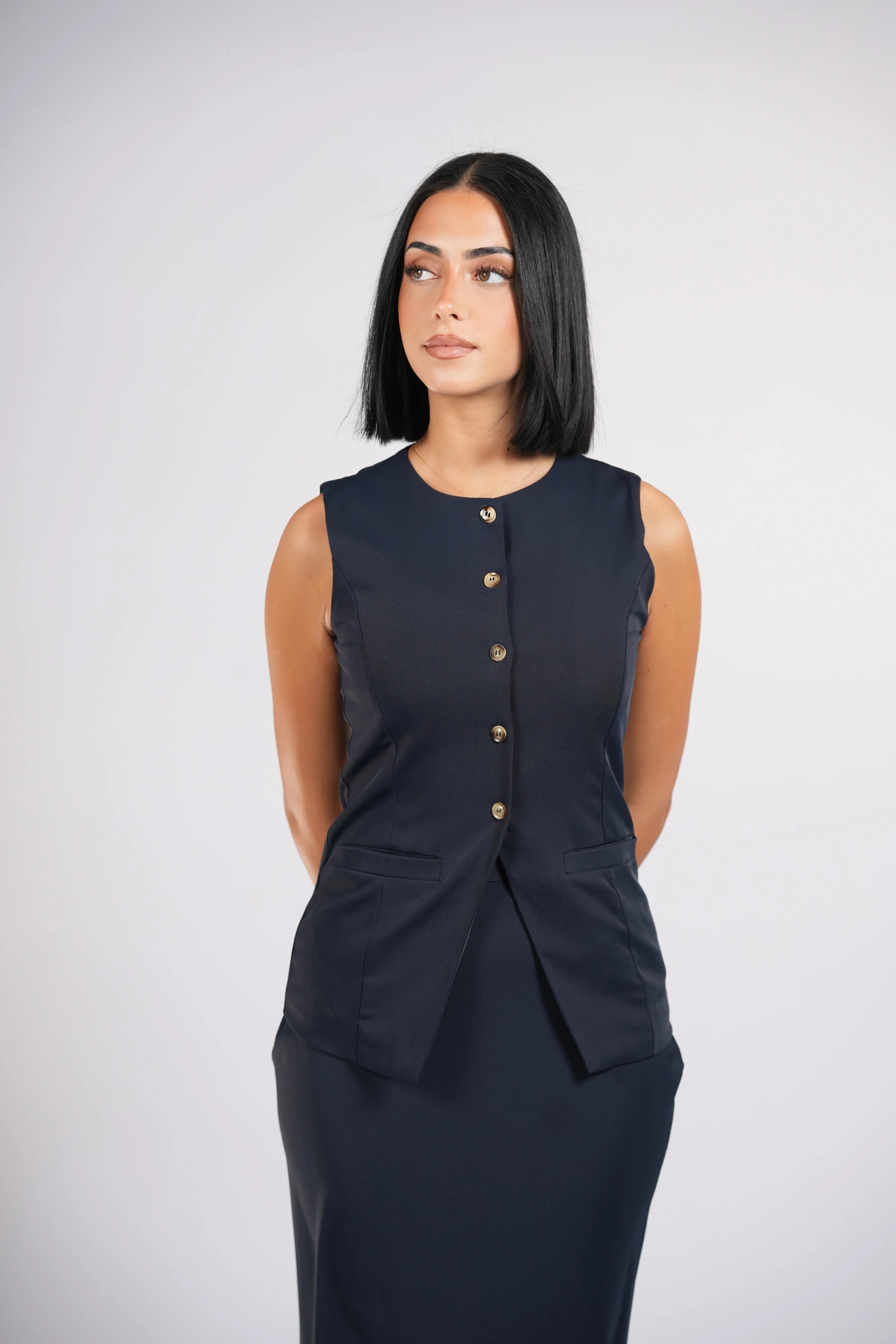 old vienna vest - navy Losyana.Shop